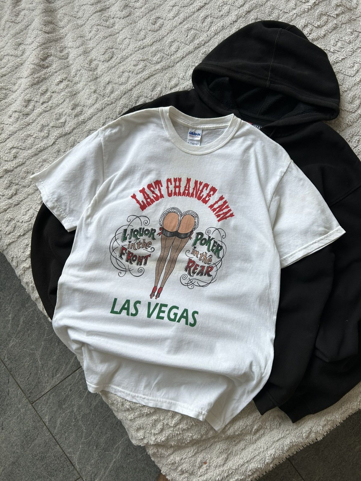 Vintage Las Vegas Last Chance Inn Stripper T Shirt Poker 00s