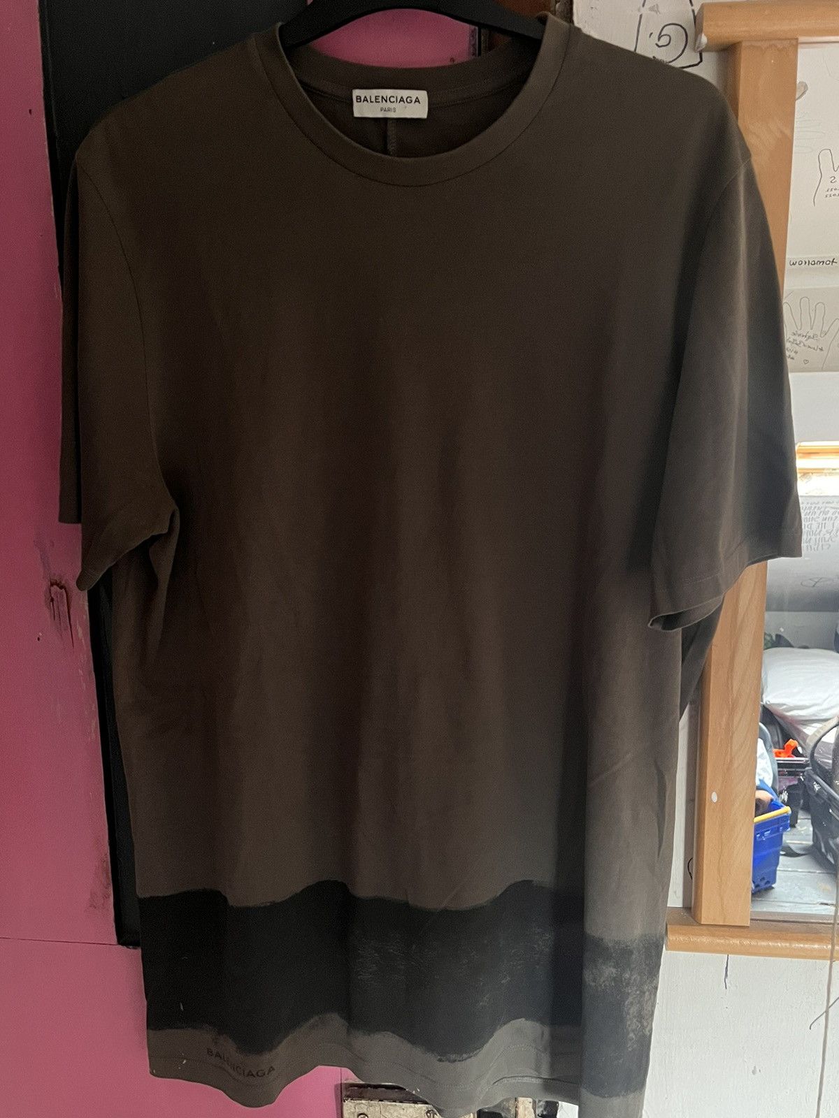 image of Balenciaga T-Shirt in Khaki, Men's (Size Small)