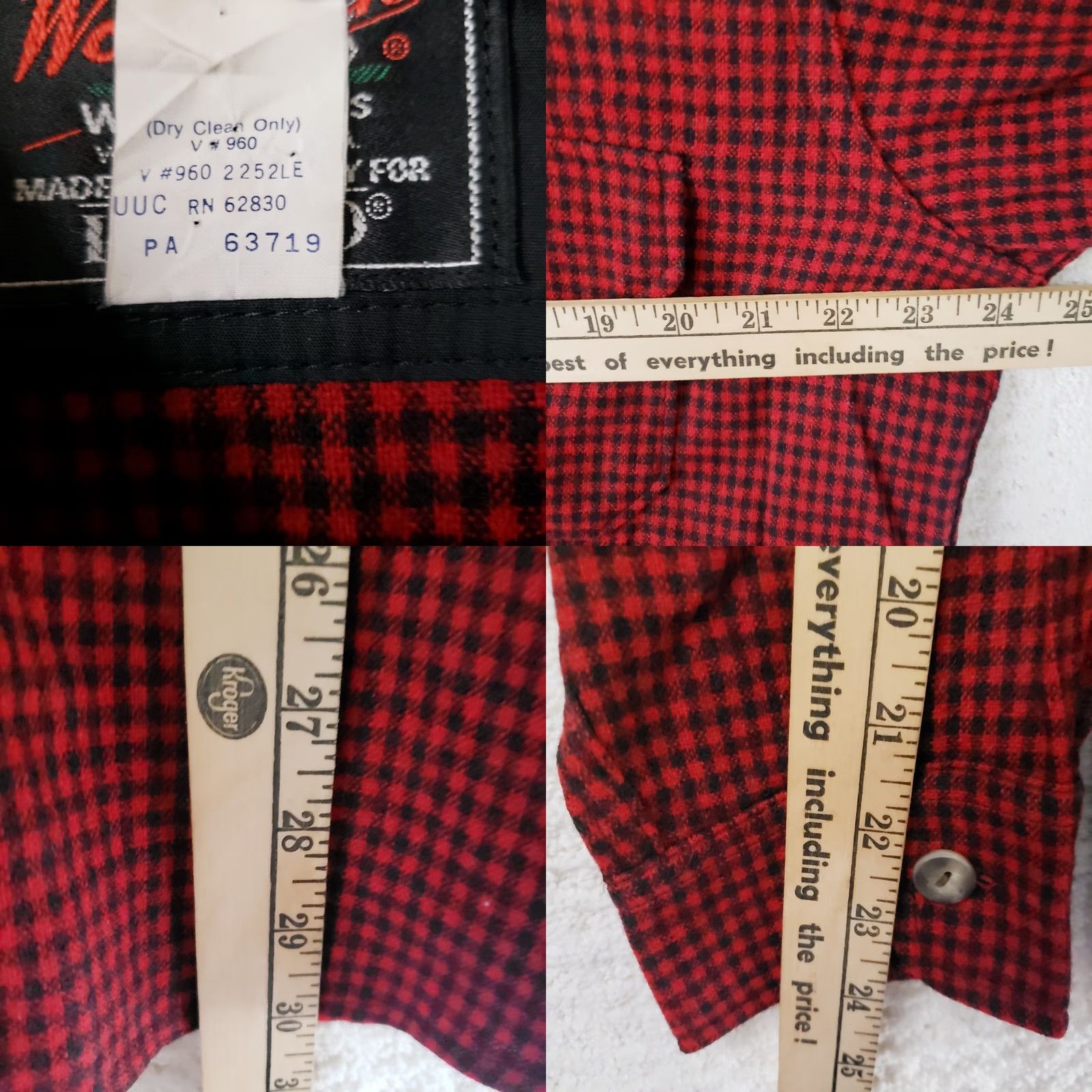 Vintage Woolrich for Lands End Shirt Red Wool Check Leather Collar M Long Sleeve Button-Front Made in USA 1980s Vintage Mens Womens? Size US M / EU 48-50 / 2 - 9 Thumbnail
