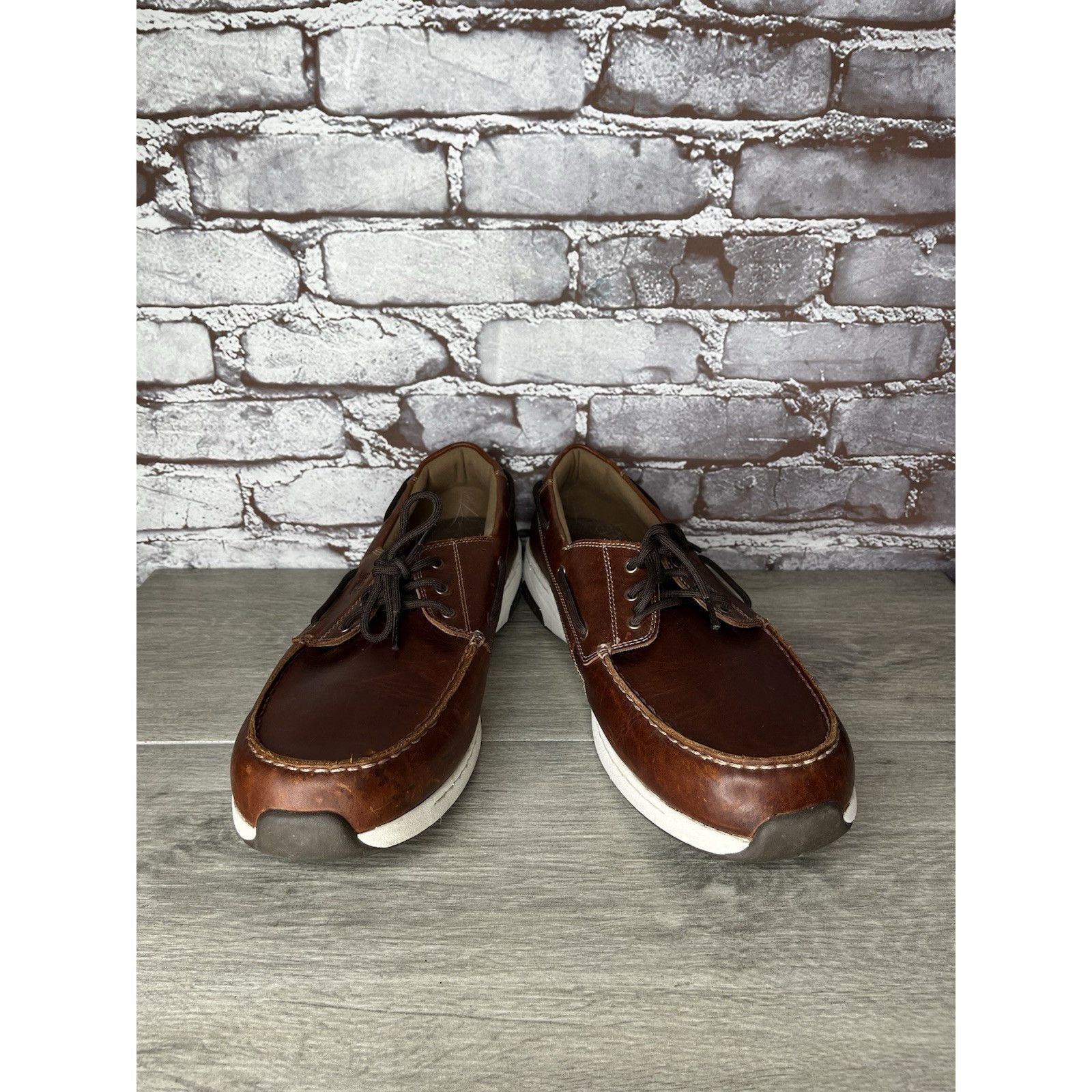 New Balance New Balance Brown Leather Lace Walking Deck Loafers Men Sz 1 Size US 12.5 / EU 45-46 - 22 Thumbnail