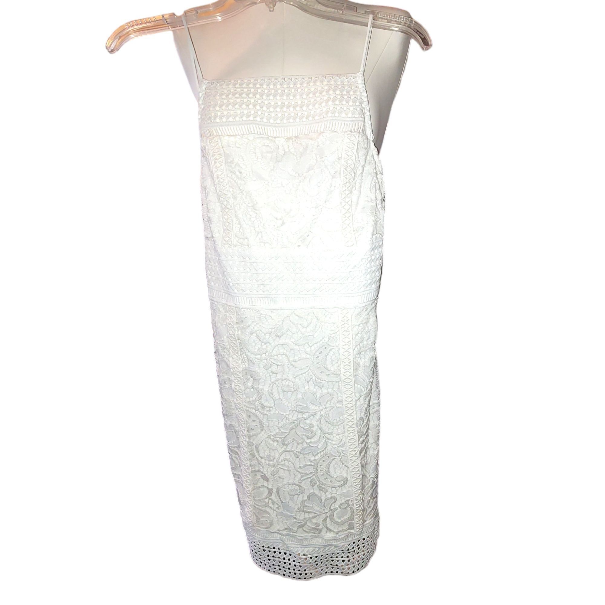 Vintage Top Shop Cream White Mini Dress Wedding Lace Style Square Ne Size S / US 4 / IT 40 - 1 Thumbnail