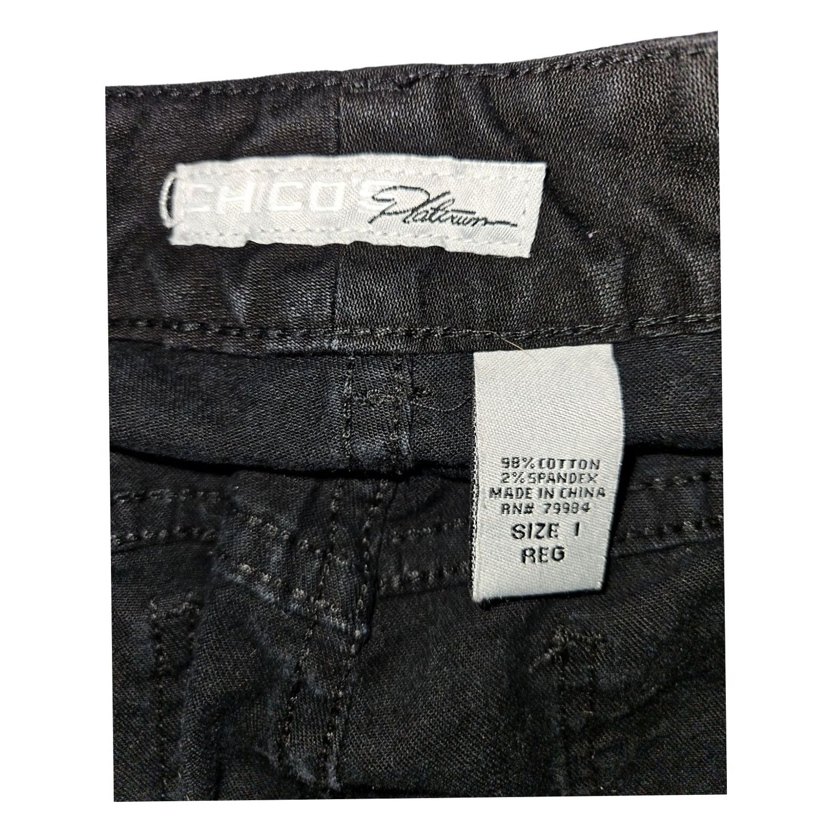Vintage Chico's Platinum Boot Cut Jeans Women's Size 1 Chico's Jeans Black Denim Stretch 5-Pocket Regular Rise Mid Inseam 28 Black Womens Size 25" / US 0 / IT 36 - 2 Thumbnail