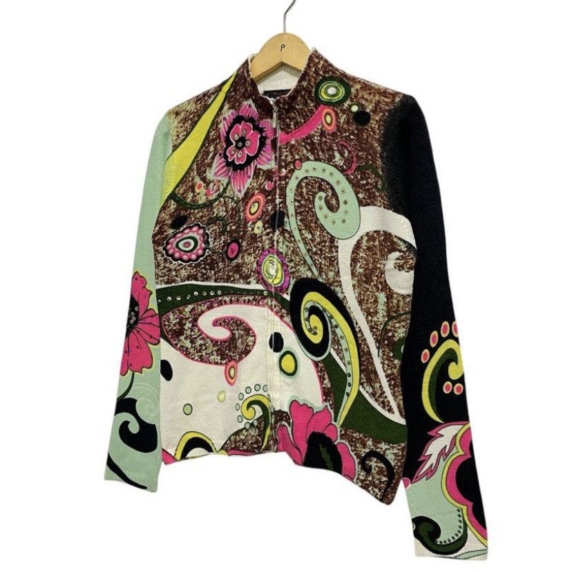 Japanese Brand × Vintage Vintage Cardigan Wool Custo Barcelona Printed Zip Up Size S / US 4 / IT 40 - 3 Thumbnail