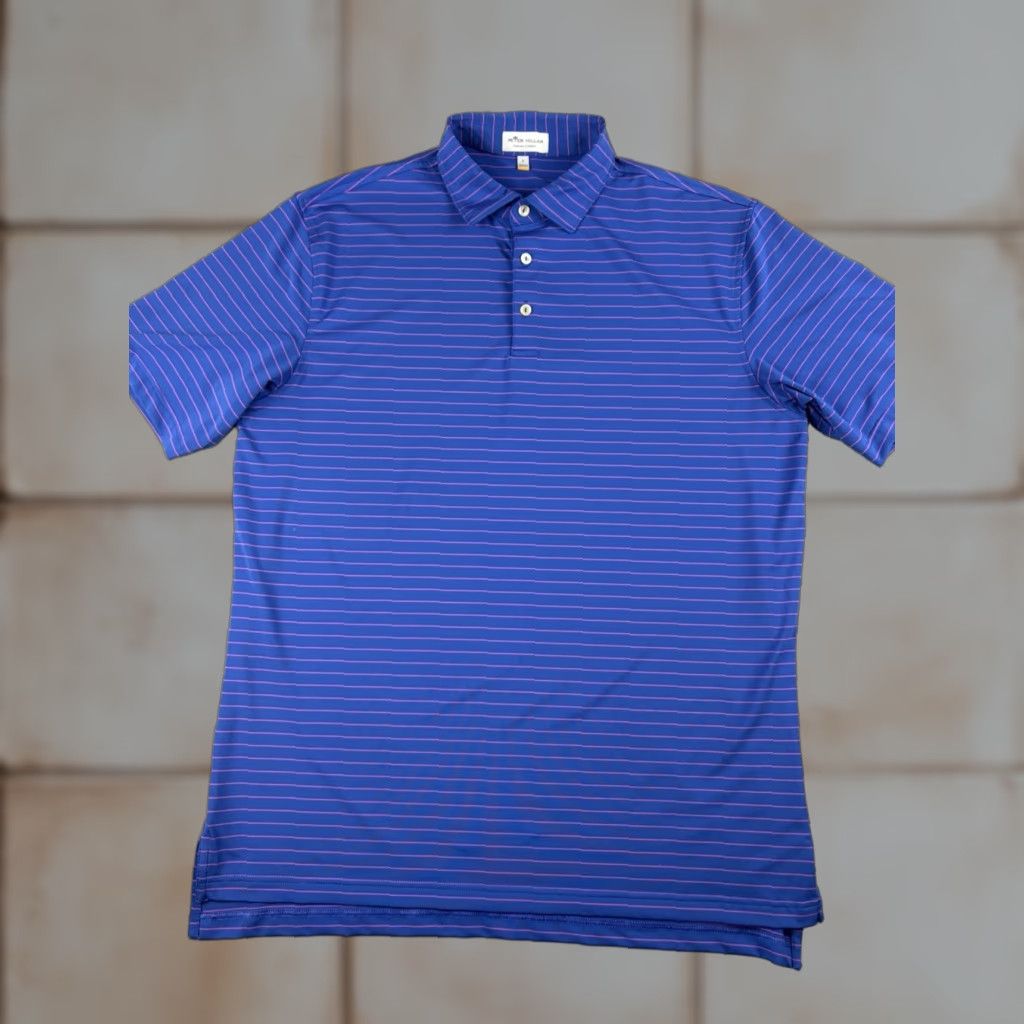 Peter Millar Peter Millar Summer Comfort Polo Shirt Men L Purple Striped Performance Short Sleeve Size US L / EU 52-54 / 3 - 1 Thumbnail