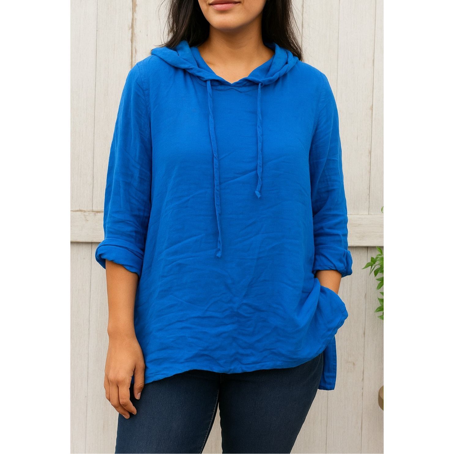 FLAX Flax NWOT linen/cotton lightweight hoodie top lagenlook boho Size M / US 6-8 / IT 42-44 - 1 Thumbnail