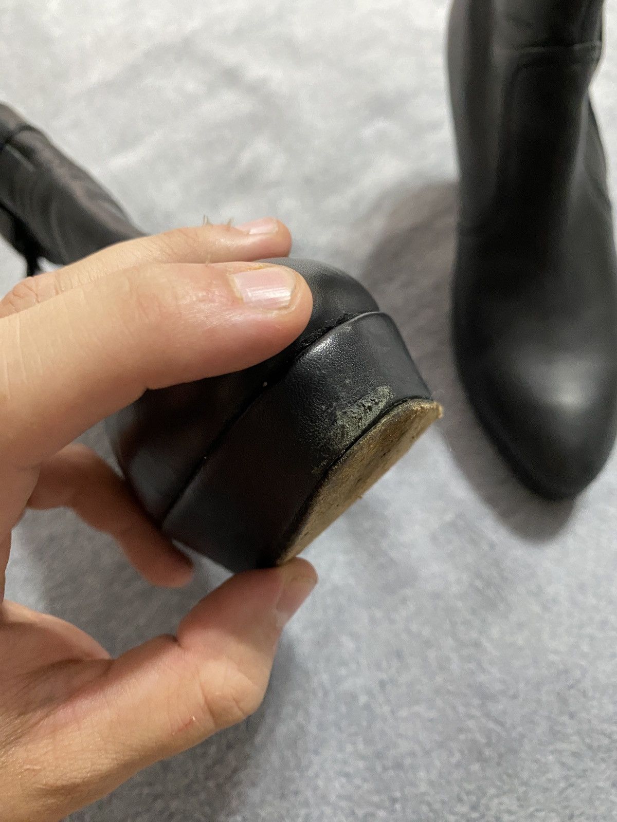 Acne Studios Vintage Black Leather Platform Ankle Boots Y2k