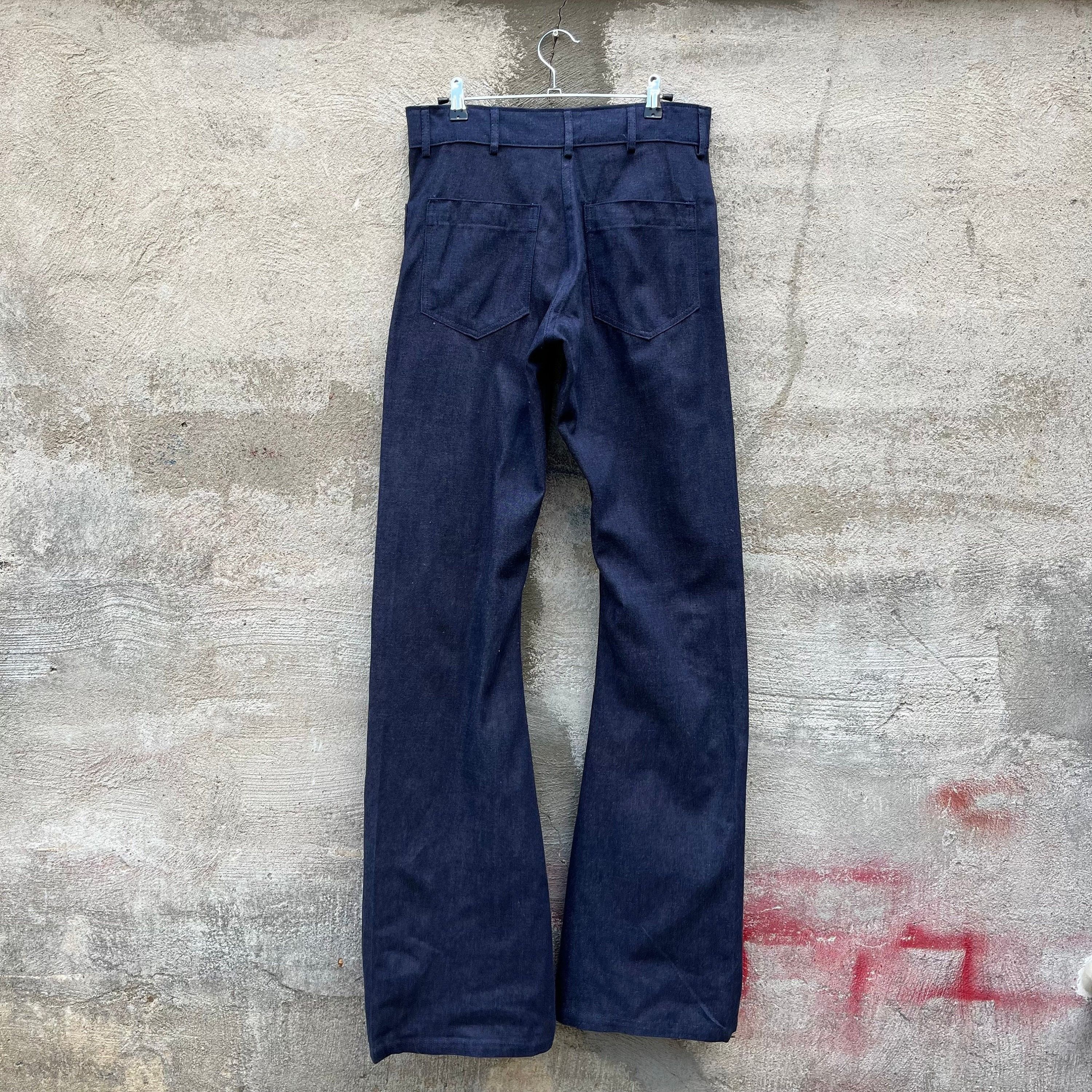 Vintage 80s USN Denim Dungaree Flare Seafarer Pants (NOS) Size US 29 - 2 Thumbnail