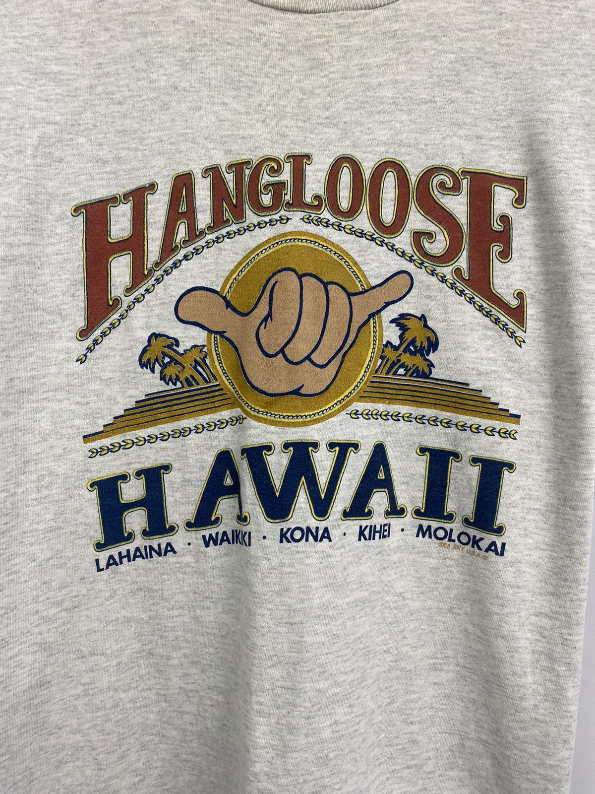Fruit Of The Loom 🤙🏿 Vintage 90s Hang loose Surfing Hawaii Aloha t-shirt hype Size US L / EU 52-54 / 3 - 4 Thumbnail
