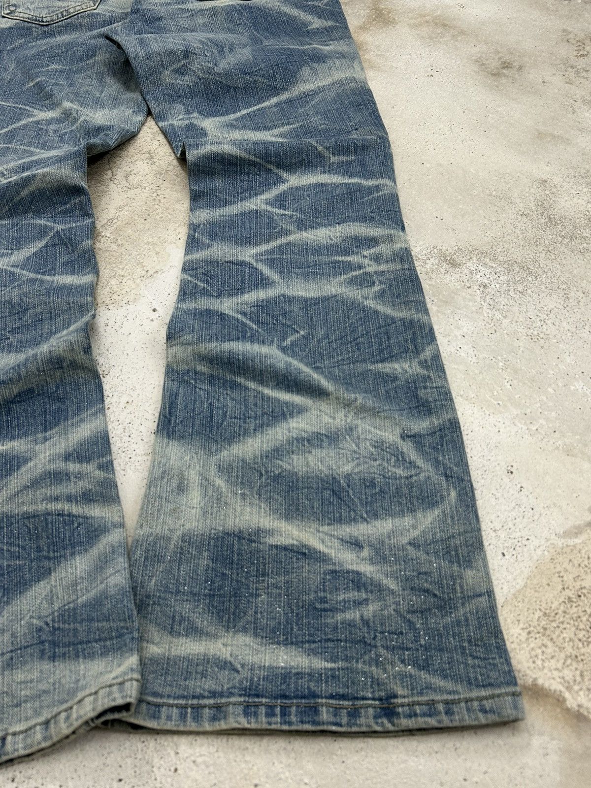 20471120 × GOSTAR DE FUGA × Japanese Brand Retro Flare Daily Topics Unique Tie Dye Wash Effect Sparkli Size US 31 - 17 Thumbnail