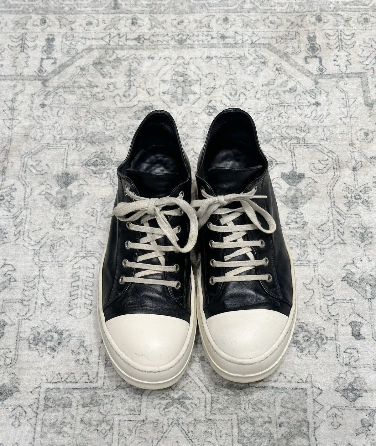 Rick Owens Rick Owens low-top classic black and white leather sneakers Size US 9.5 / EU 42-43 - 3 Thumbnail