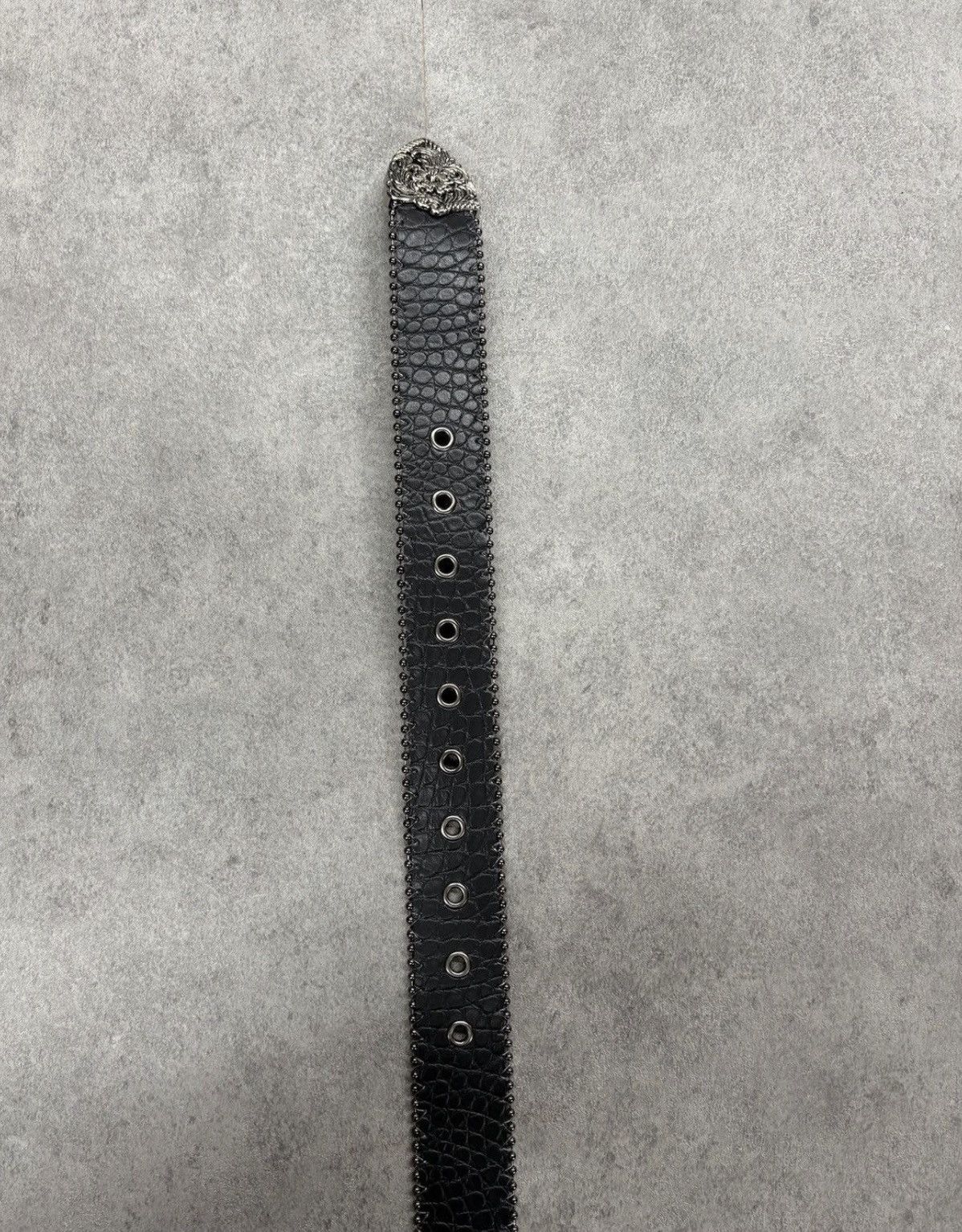 Japanese Brand 122 cm Y2k grunge western crocodile print black belt Size 34 - 3 Thumbnail
