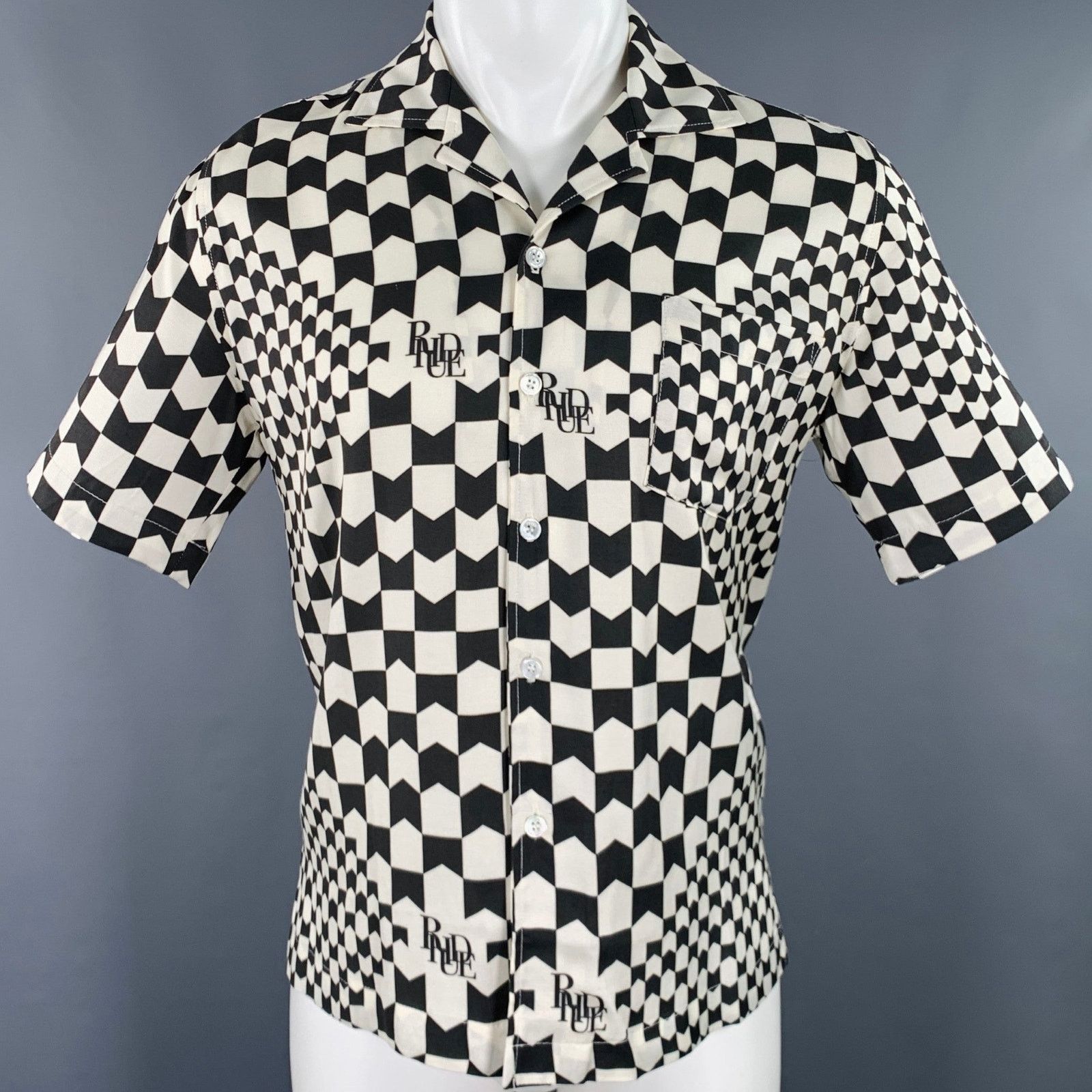 Rhude RHUDE AW22 Size XS Black White Tencel Short Sleeve Shirt Size US XS / EU 42 / 0 - 1 Thumbnail