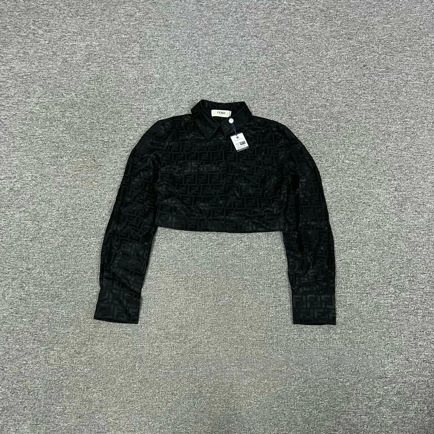 fendi black silk printed shirt.