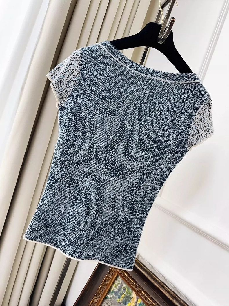 Dior Dior Blue Gray Short Sleeve Knit Top-2506 Size M / US 6-8 / IT 42-44 - 2 Thumbnail