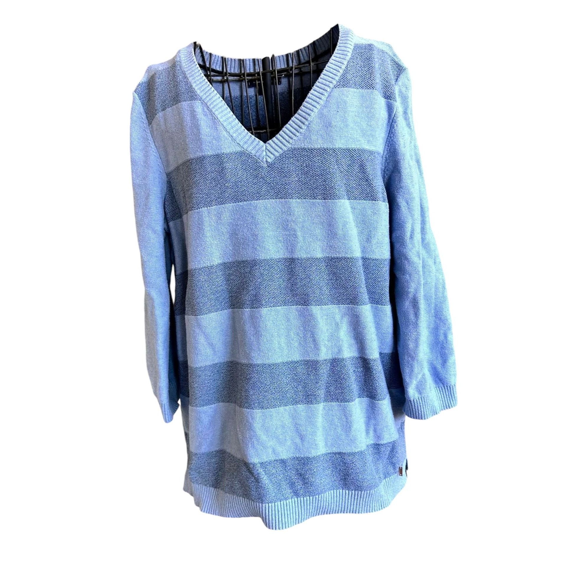 Tommy Hilfiger × Vintage Vimtage Tommy Hilfiger Sweater XL Pullover Blue Striped 3/4 Size XL / US 12-14 / IT 48-50 - 1 Thumbnail