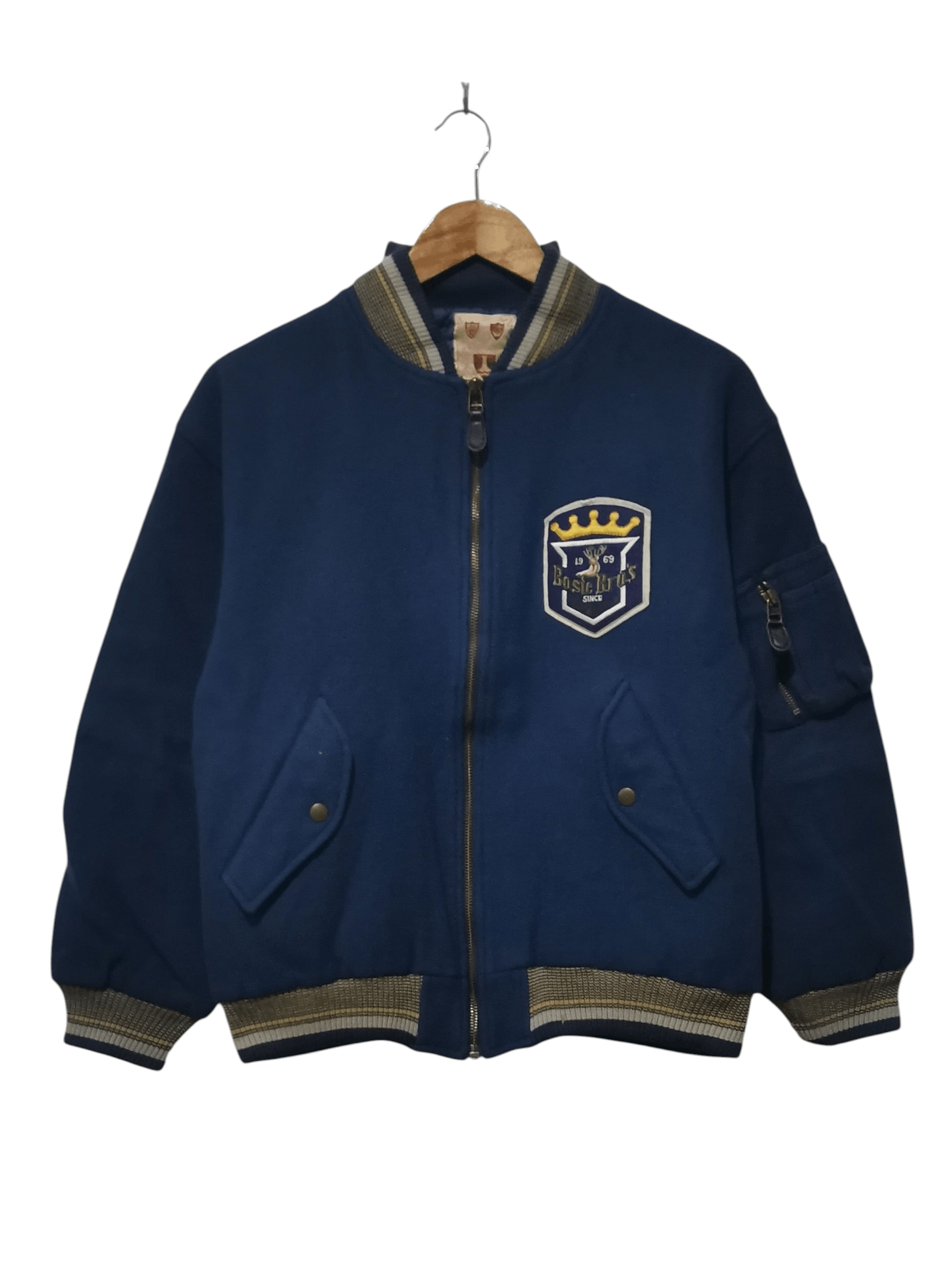 Japanese Brand Vintage Basie Brothers Navy Varsity Jacket -Japanese Brand-M Size US M / EU 48-50 / 2 - 1 Thumbnail