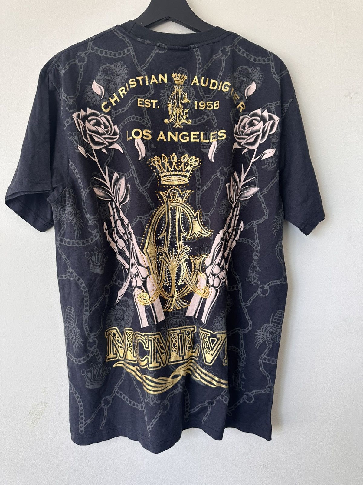 Christian Audigier Christian Audigier LA Skull Tattoo Rose Art Rhinestone Size US XXL / EU 58 / 5 - 2 Thumbnail