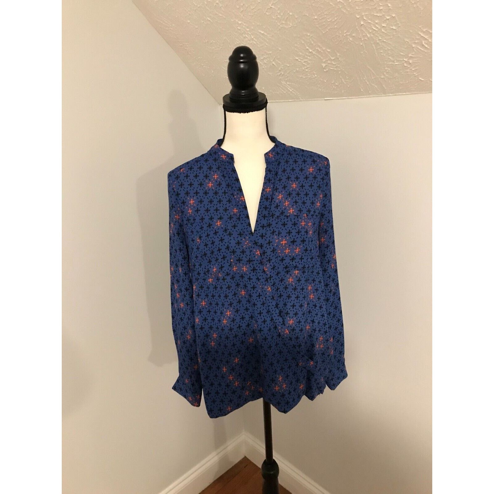 Anthropologie Anthropologie Maeve Eva Blue Long Sleeves Faux Wrap Blouse Size M / US 6-8 / IT 42-44 - 1 Thumbnail