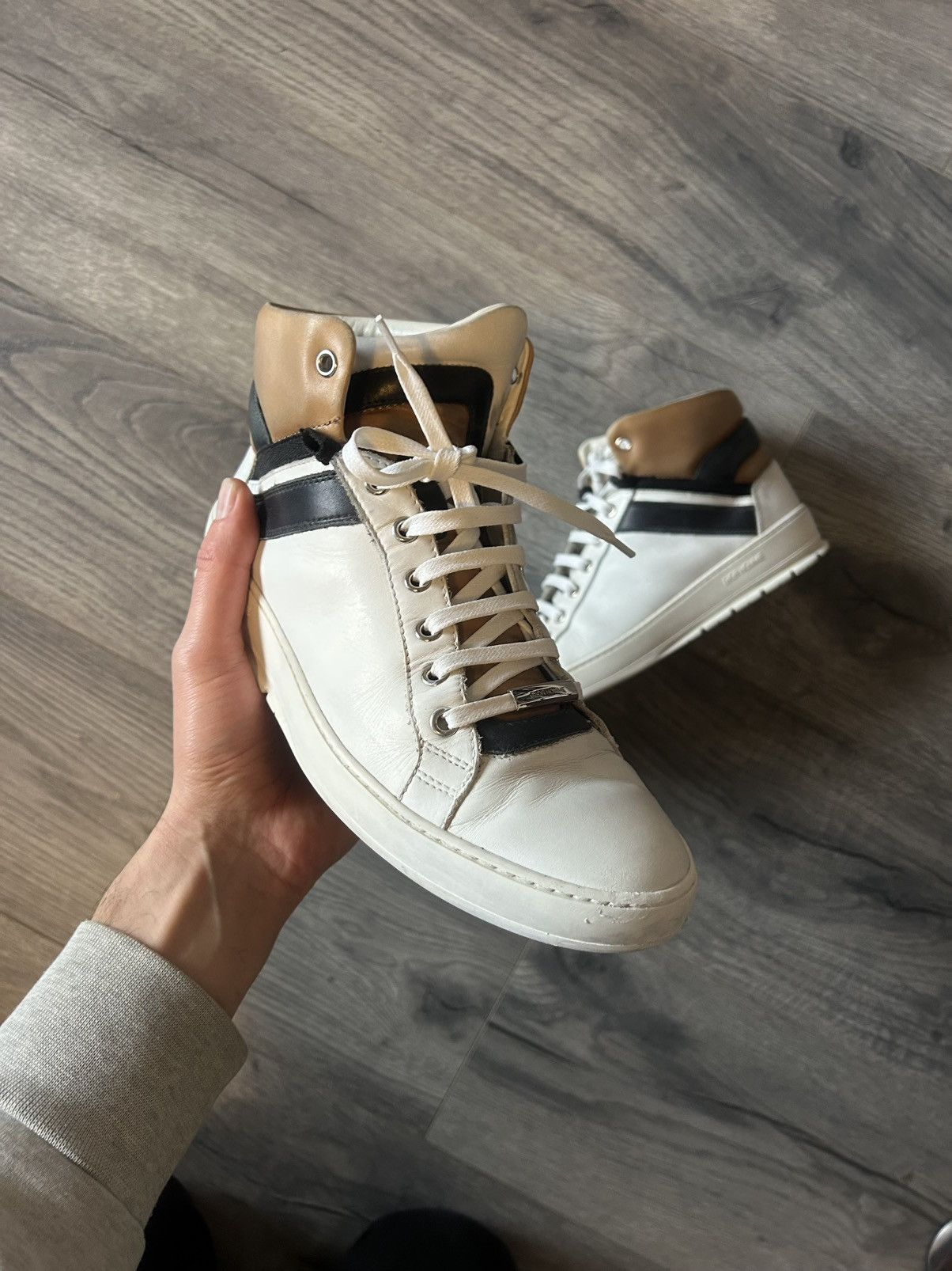 Dior Dior Homme High-Top Leather Sneakers in White and Tan Size US 8 / EU 41 - 5 Thumbnail