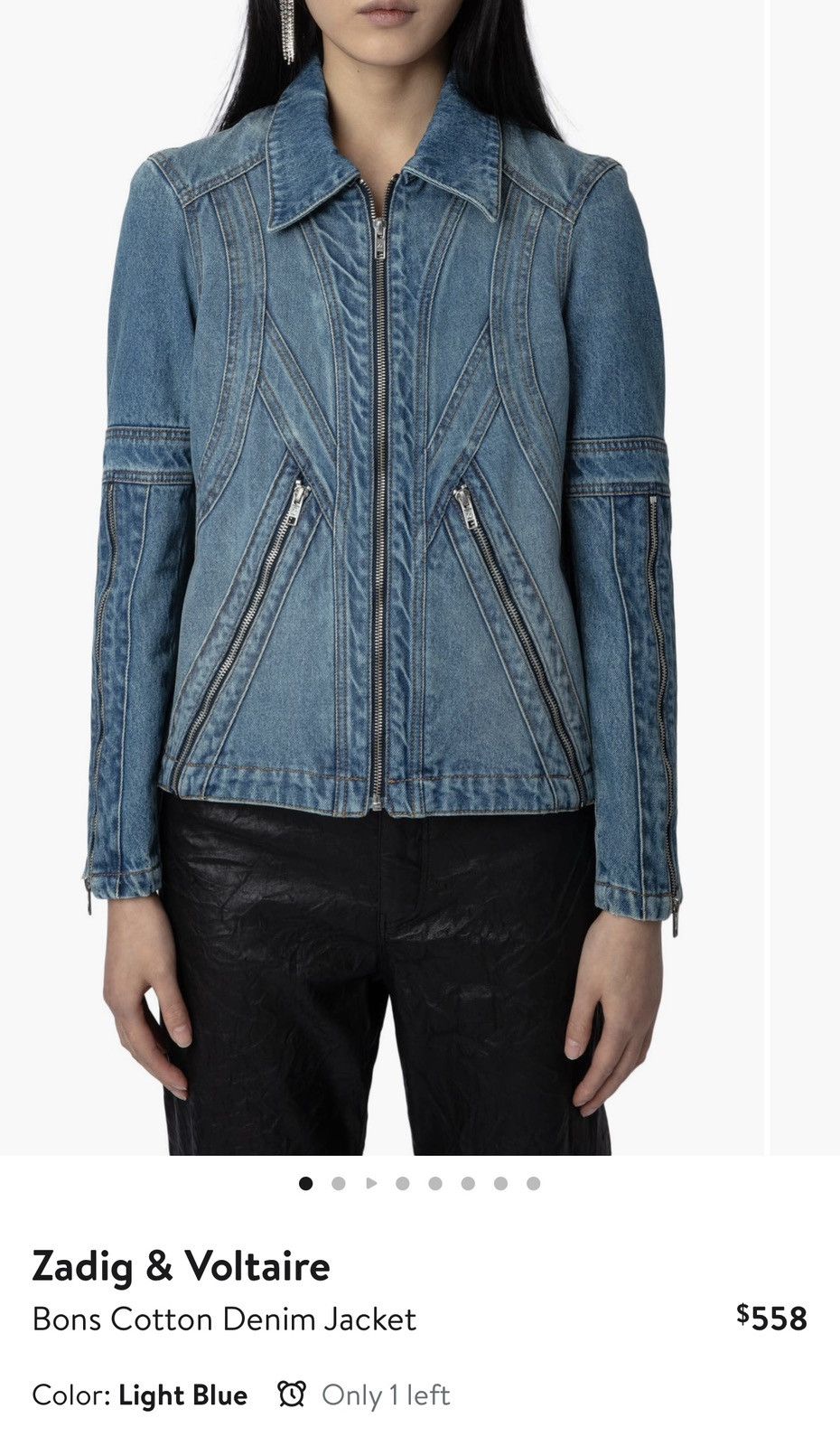 Zadig & Voltaire Bons Denim Jacket Size XS / US 0-2 / IT 36-38 - 2 Thumbnail