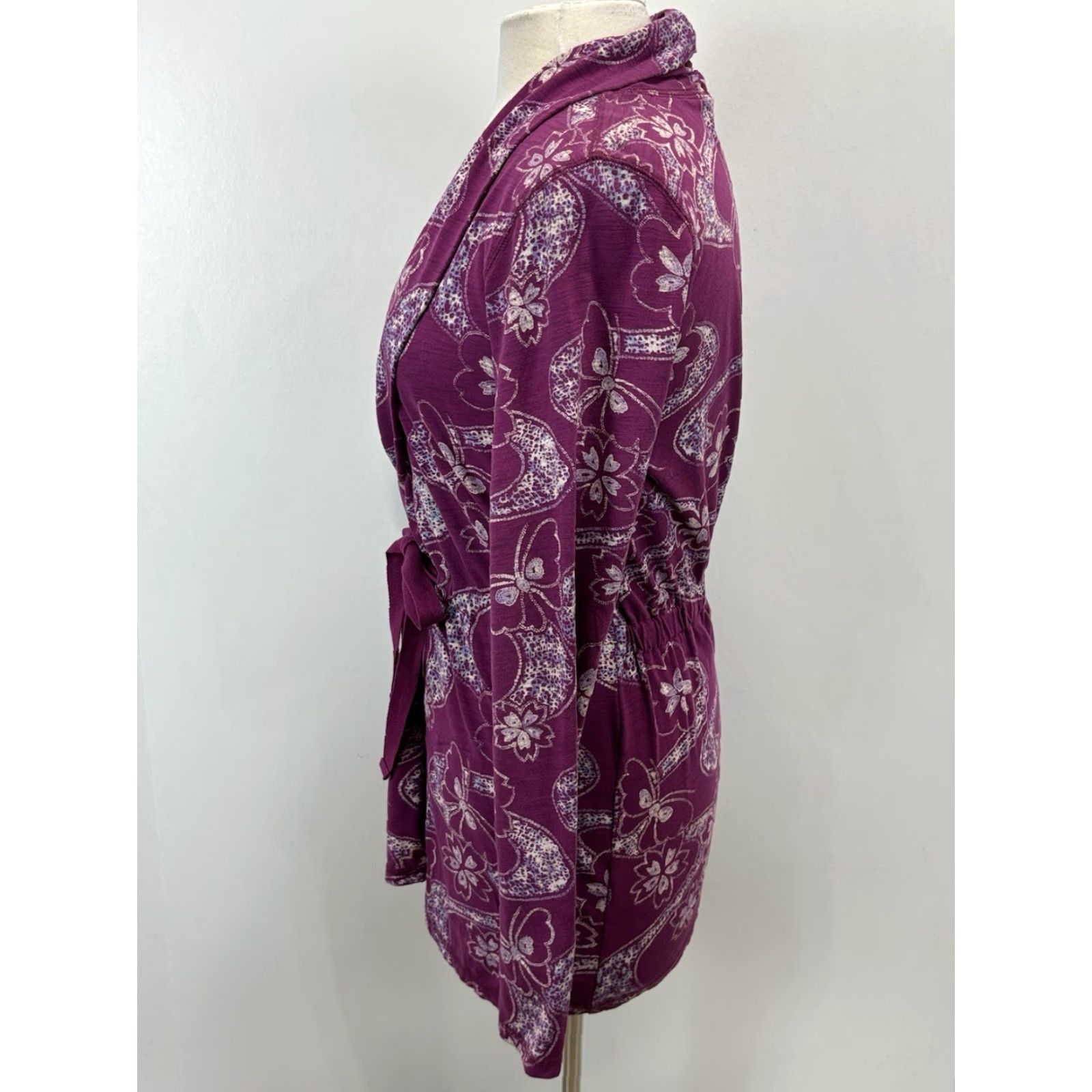 Lucky Brand VINTAGE Lucky Brand Jingo Wrap Jacket Womens Small Purple Butterfly Tie Waist Y2K Size S / US 4 / IT 40 - 2 Thumbnail