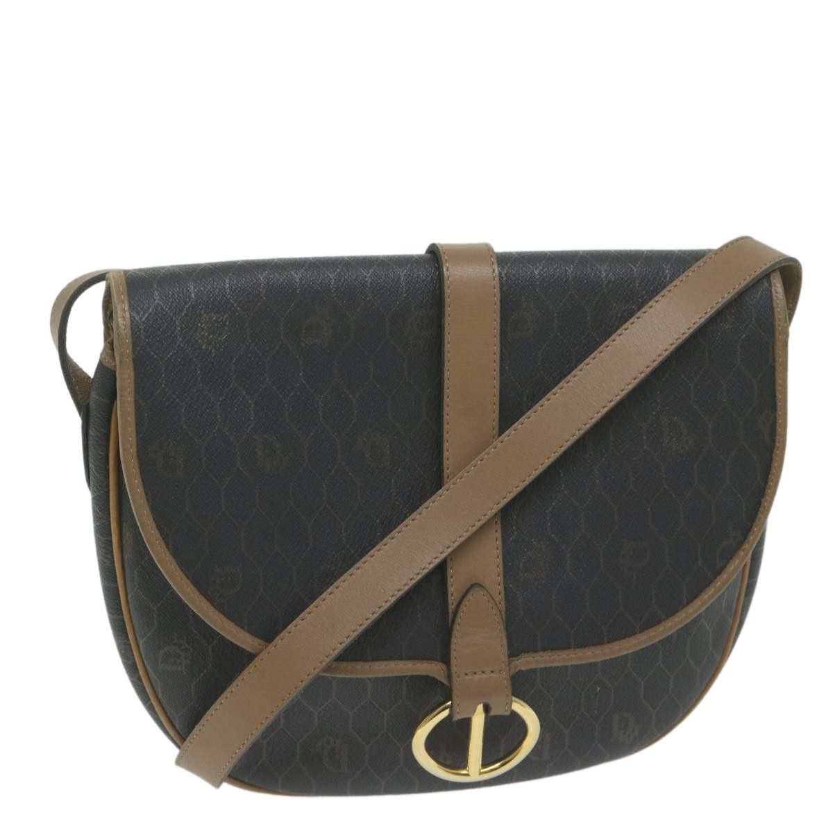 Christian Dior Vintage Honeycomb Flap Crossbody Bag Canvas and Leather