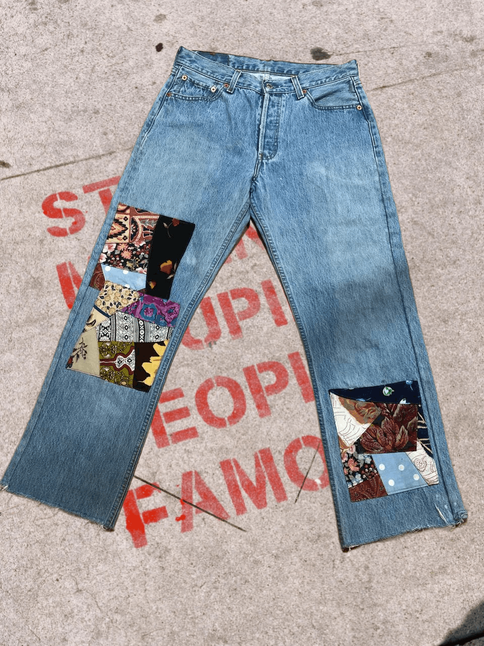 Levi's Vintage 60's Levis 501 Jeans Patchwork Flare Blue Jeans Size 30" / US 8 / IT 44 - 1 Thumbnail