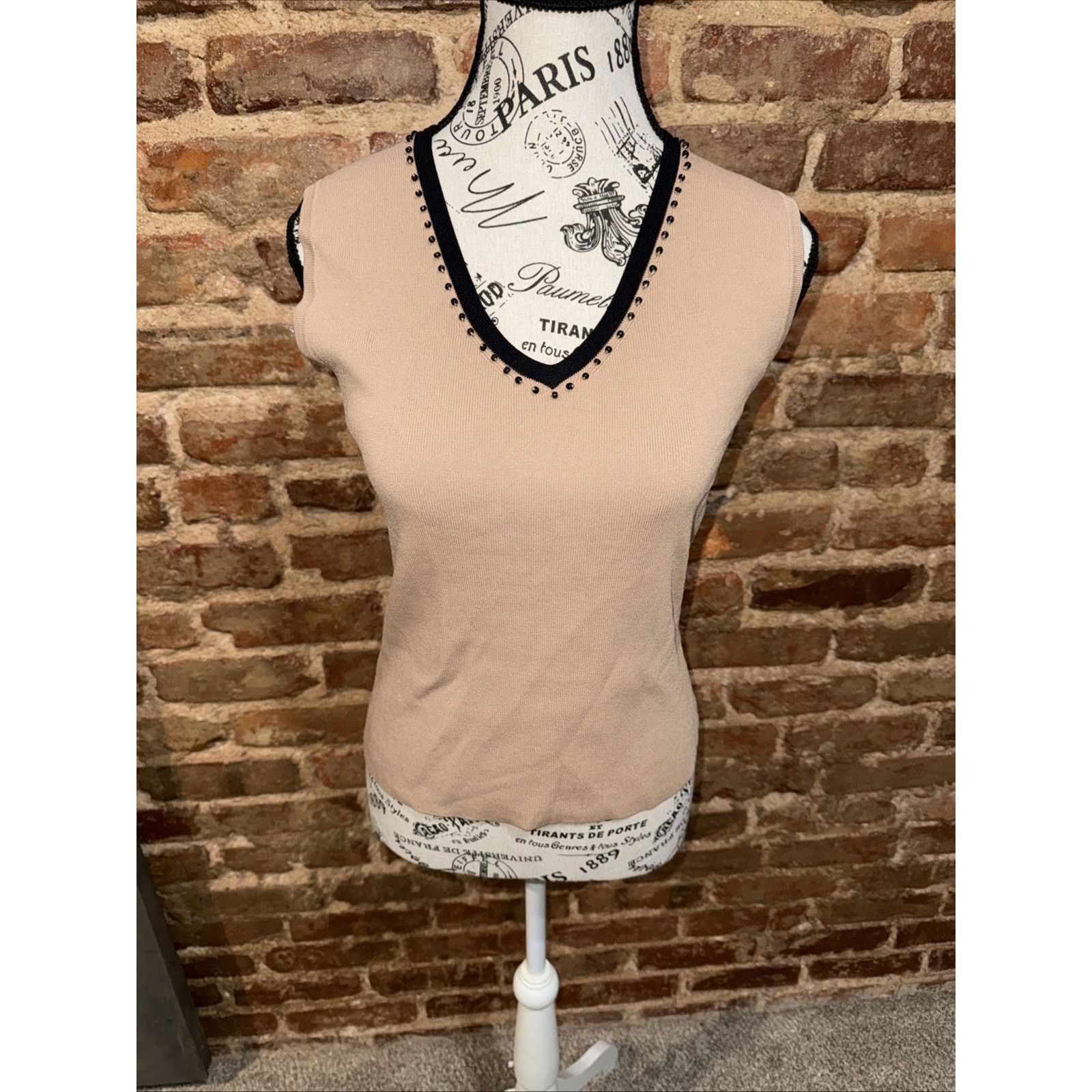 & Other Stories Vertigo Paris Women’s Sleeveless Caramel & Black V Neck Sz L Size L / US 10 / IT 46 - 1 Thumbnail