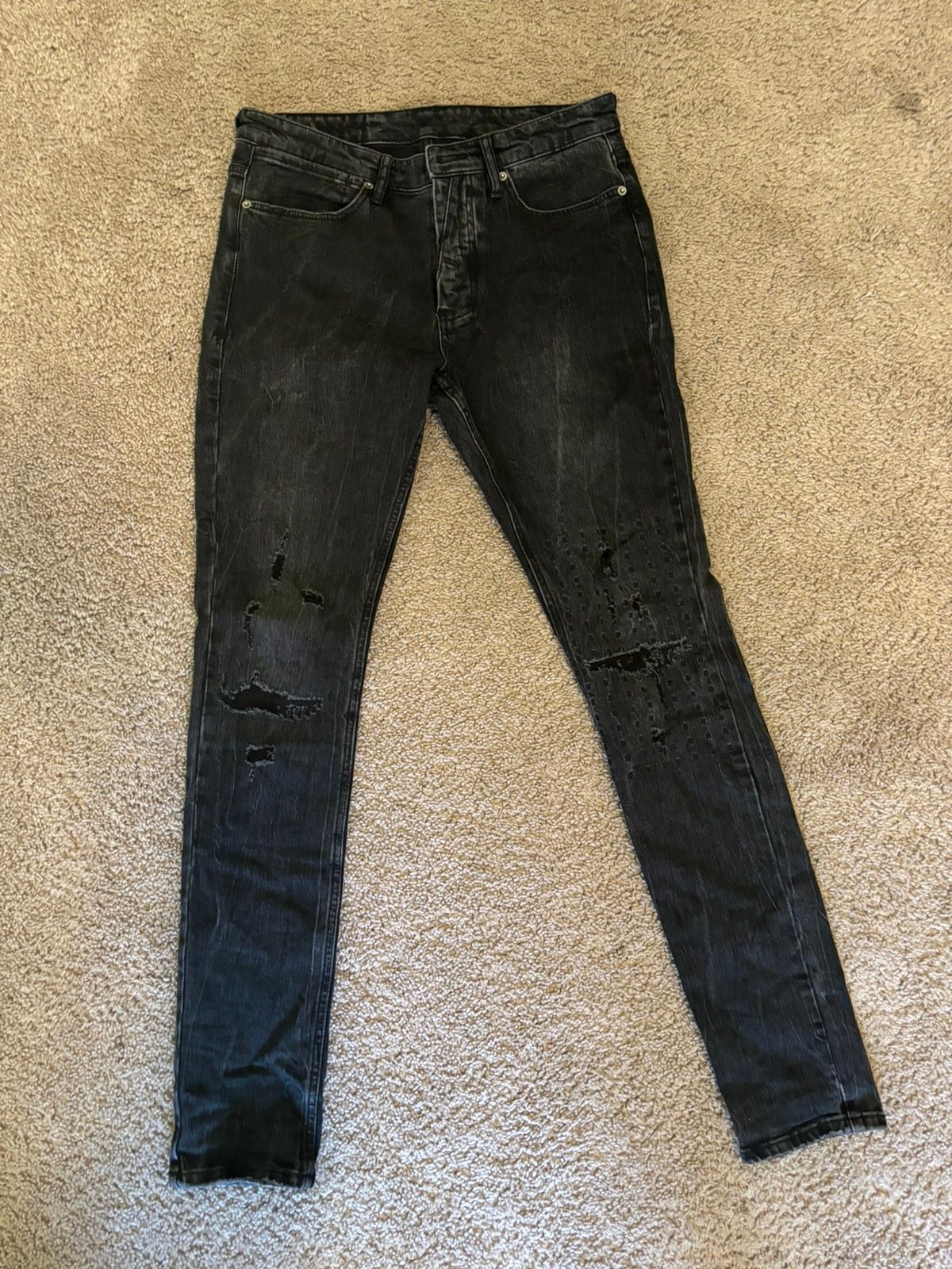 Pre-owned Ksubi Distressed Skinny Jeans In Black