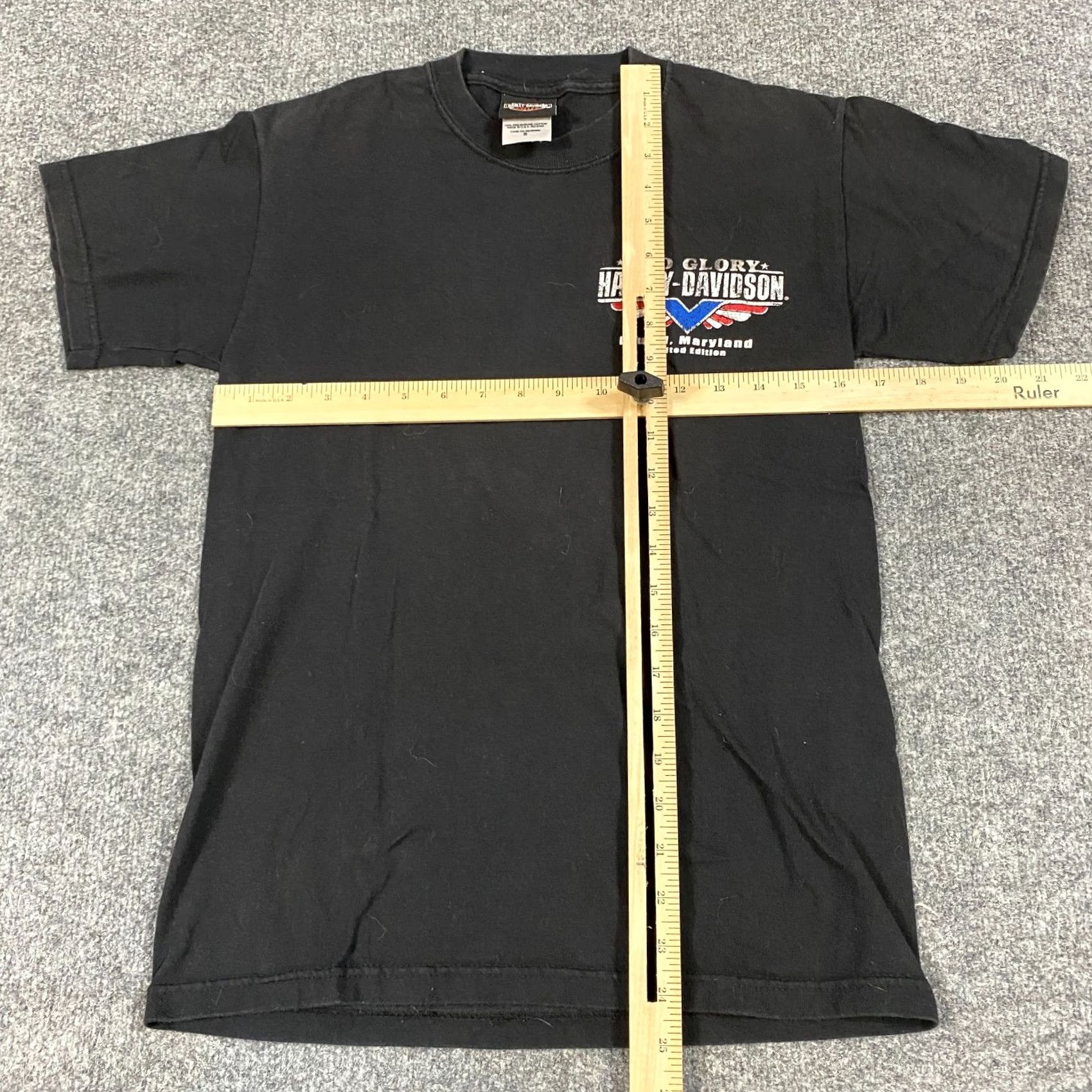 Harley Davidson Harley-Davidson T-Shirt S Black Men Short Sleeve Crew Neck Patriotic USA Made Old Glory American Flag Laurel Maryland USA Made Size US S / EU 44-46 / 1 - 5 Thumbnail