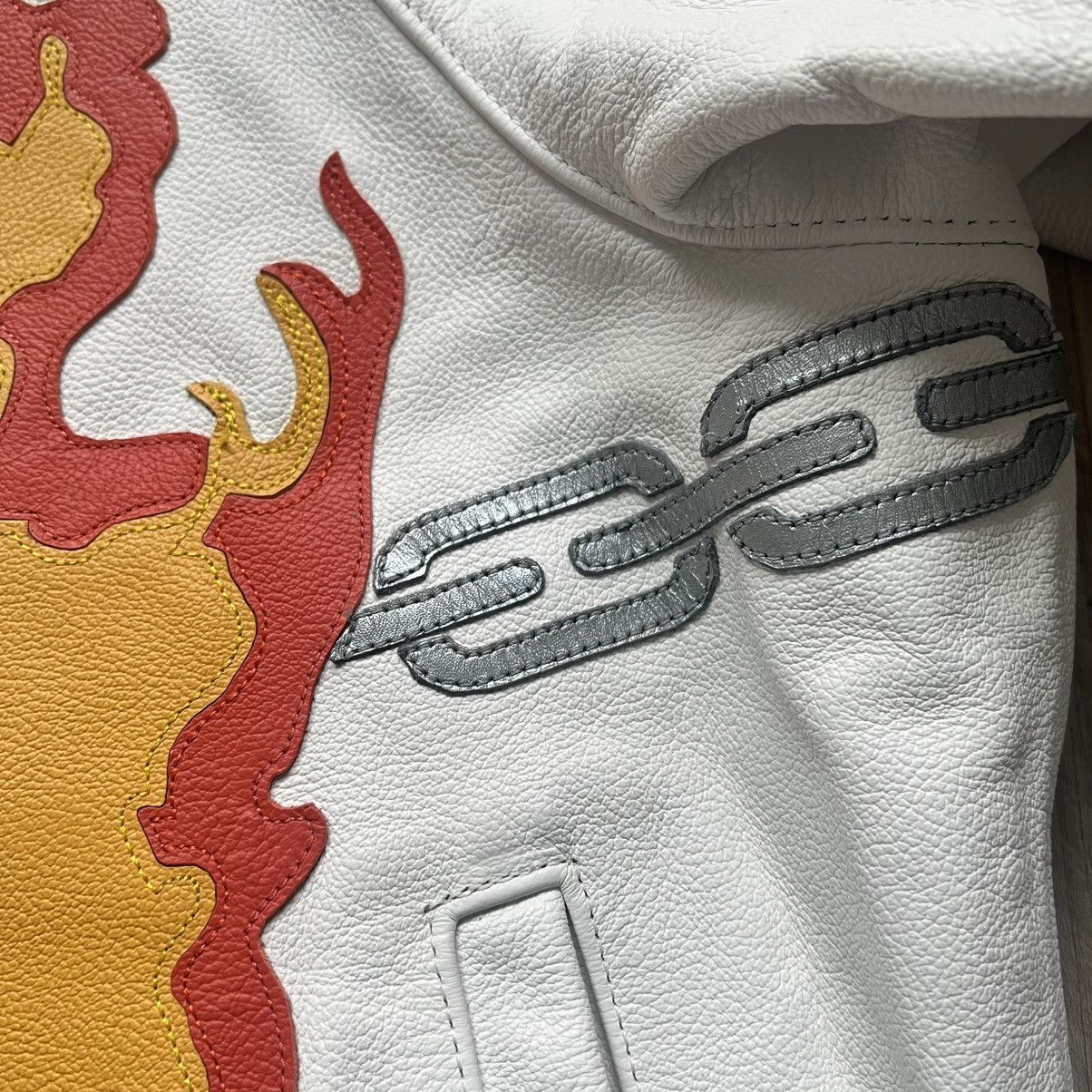 Supreme × Vanson Leathers Supreme x Vanson Leathers Ghost Rider Leather Jacket (White) Size US M / EU 48-50 / 2 - 8 Thumbnail