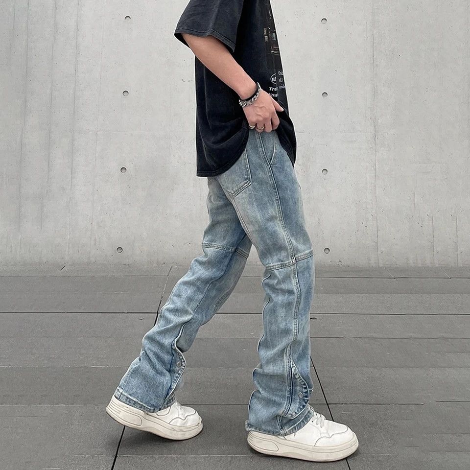 Designer × Japanese Brand × Jean Street Slim Spliced Stacked Acid Denim Pants Size US 30 / EU 46 - 4 Thumbnail