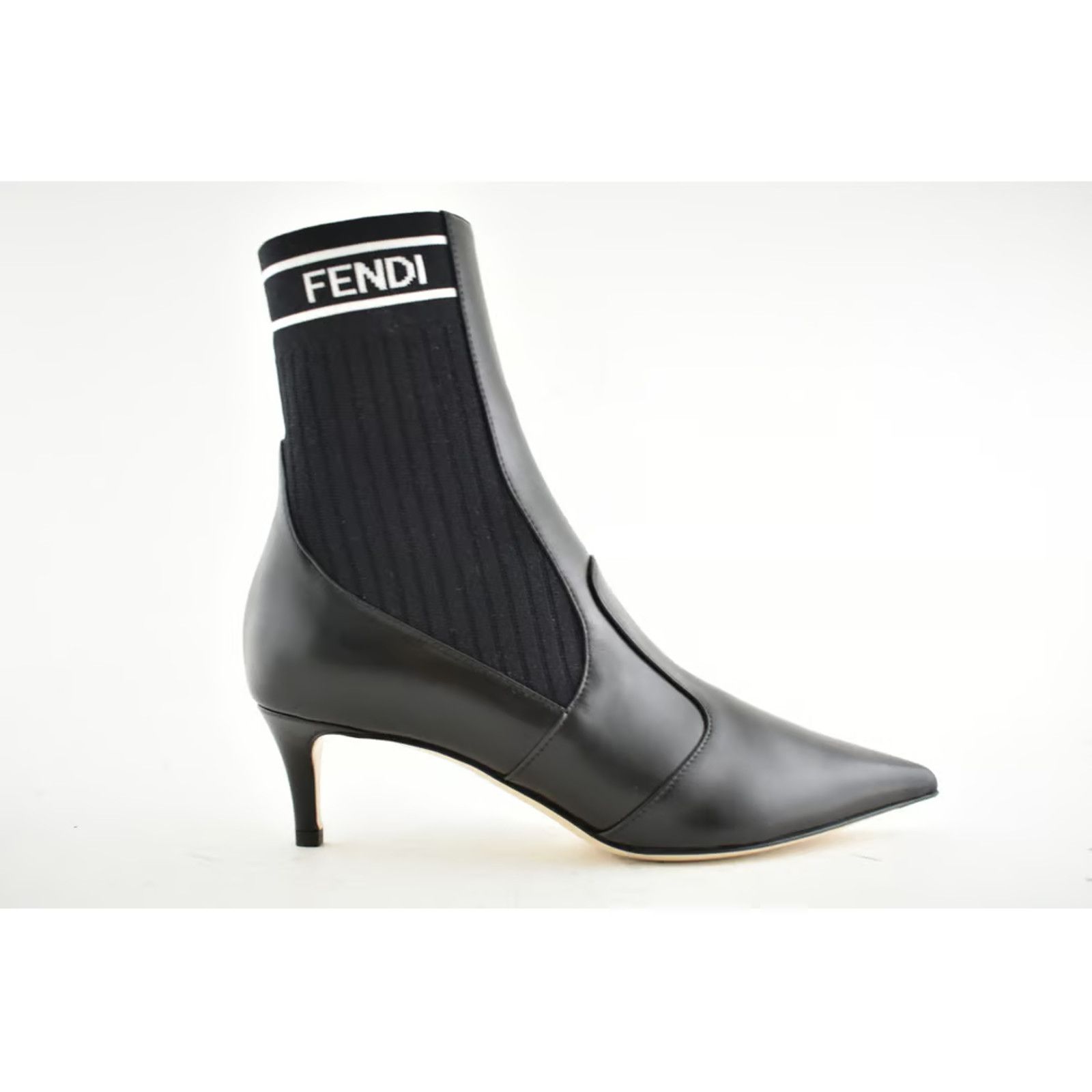 Fendi Fendi Rockoko Black Scuba Stretch FF Logo Knit Sock Ankle Size US 5.5 / IT 35.5 - 10 Thumbnail