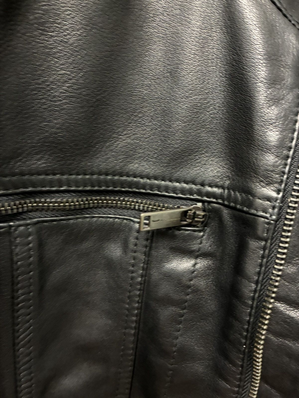 Brando band collar leather jacket. Small