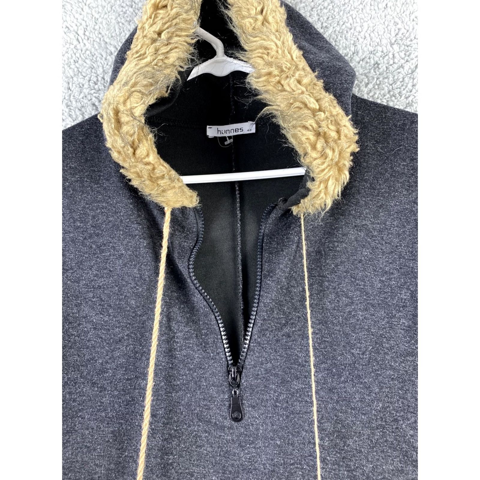 Vintage Hunnes Sweater Coat Hoodie 1/4 Zip Women’s Size M Charcoal Gray Knit Cotton Long Sleeve Solid Pullover Midi Fall Winter Spring Womens Size M / US 6-8 / IT 42-44 - 4 Thumbnail