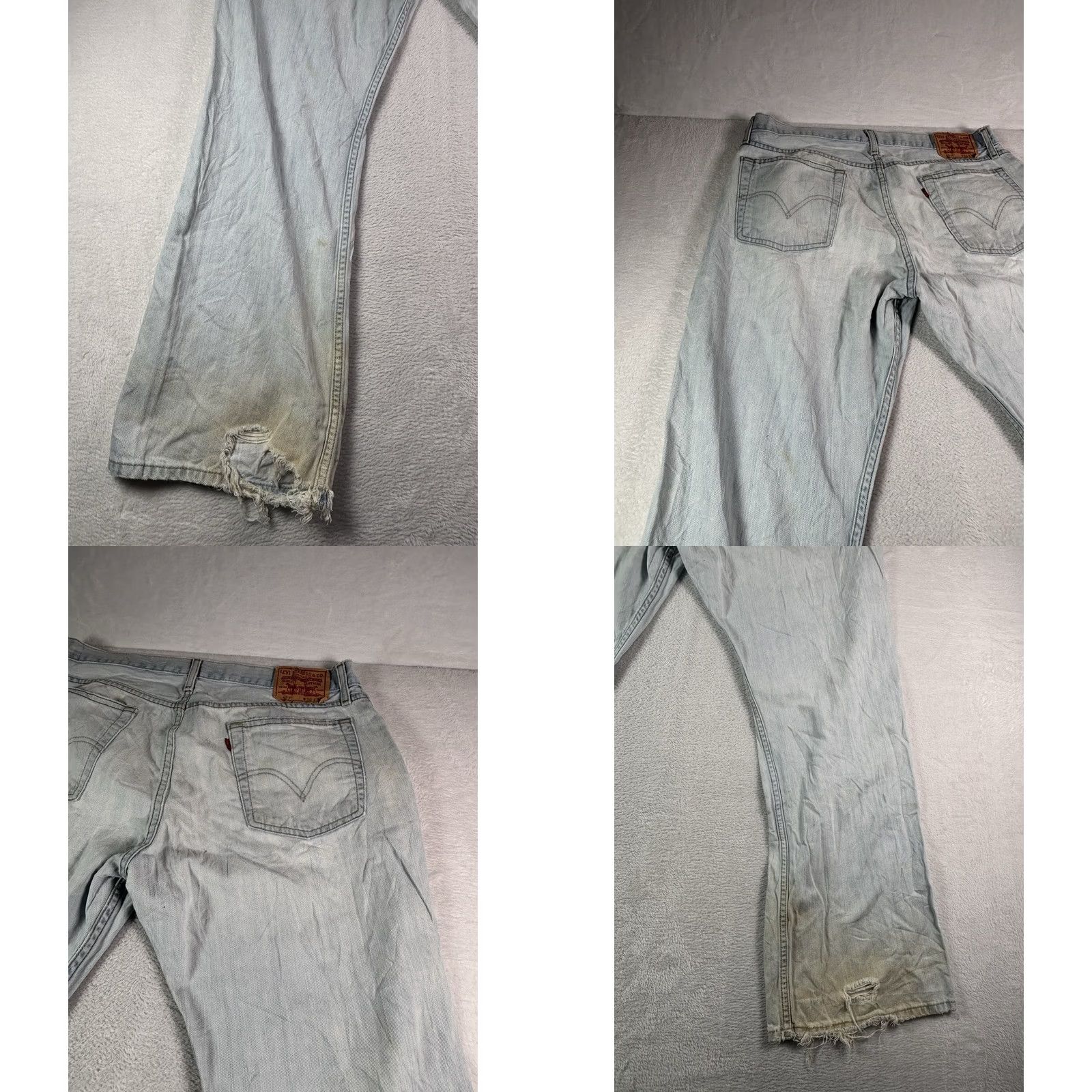 Levi's VINTAGE Levi's 527 Jeans Mens 36x30 Light Wash Bootcut Distressed Stained 5-Pocket Denim Blue Cotton Regular Modern Cowboy Western Mens Size US 36 / EU 52 - 9 Thumbnail