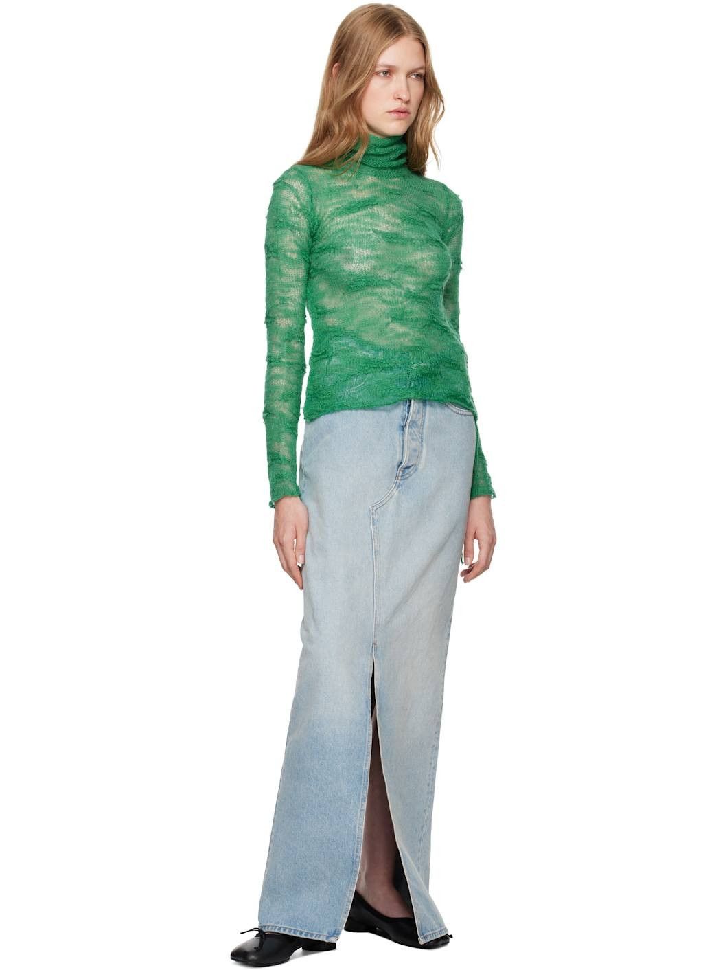 Maison Margiela oc11z0925 Numeric Turtleneck Sweater in Green Size S / US 4 / IT 40 - 5 Thumbnail