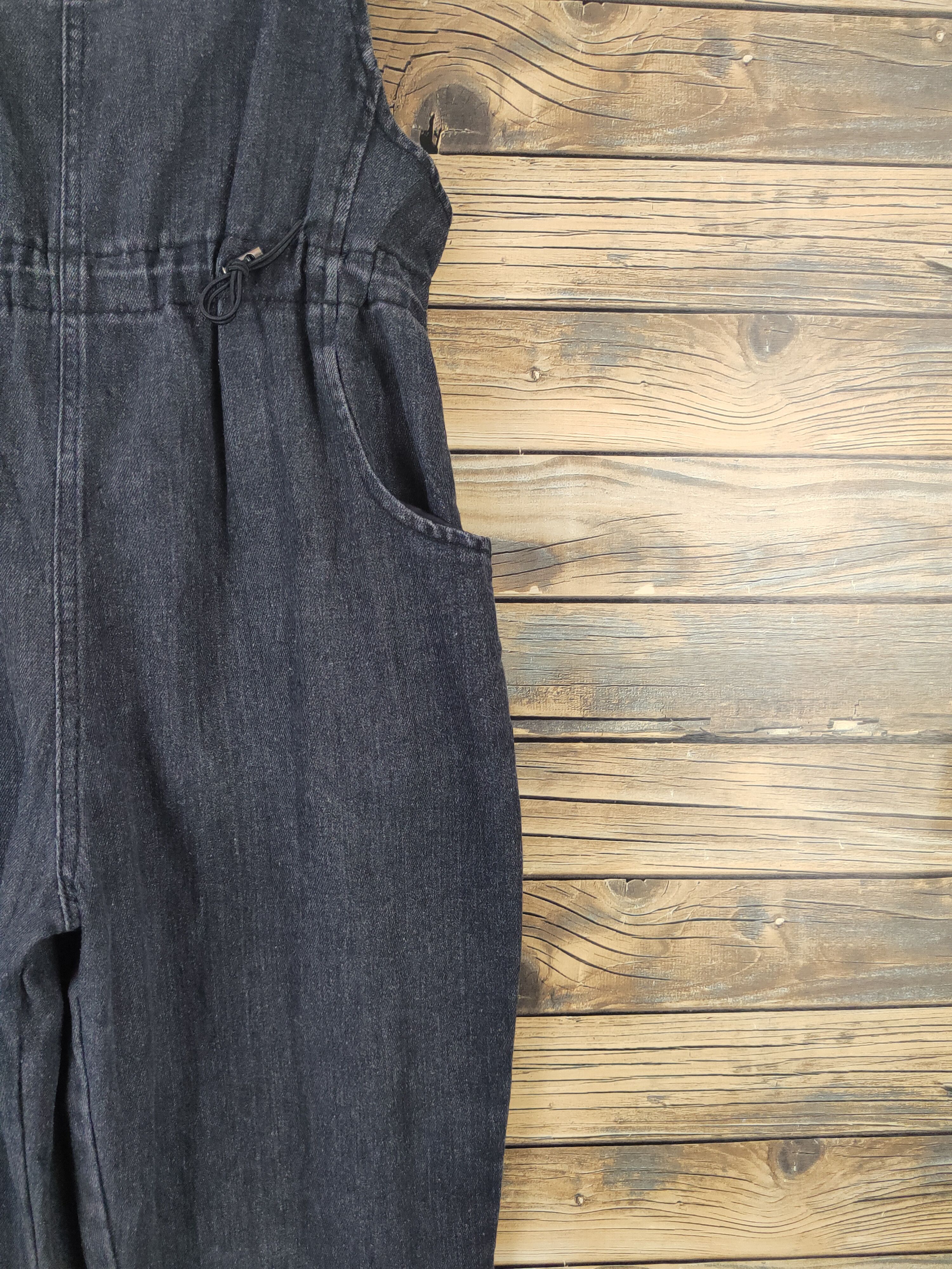 Japanese Brand × Vintage Vintage Streetwear by Japanese Brand Black Denim Jumpsuits Size 37" - 8 Thumbnail