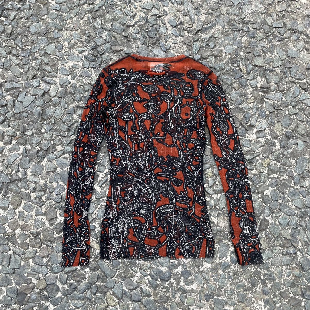 Jean Paul Gaultier JEAN PAUL GAULTIER SKETCHBOOK FACES MESH LONGSLEEVE SHIRT Size M / US 6-8 / IT 42-44 - 6 Thumbnail