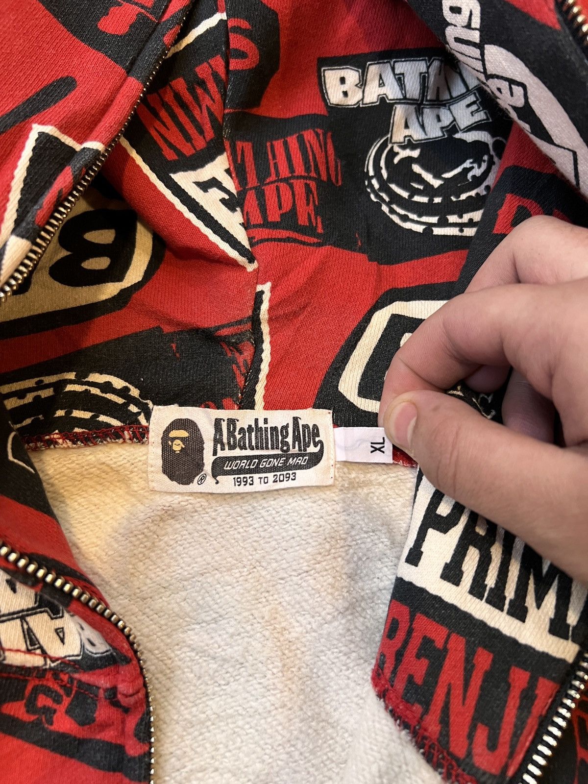 Bape Rare Bape Nigo Dr. Zaius Zip Hoodie (Red/White/Black) Size US XL / EU 56 / 4 - 7 Thumbnail