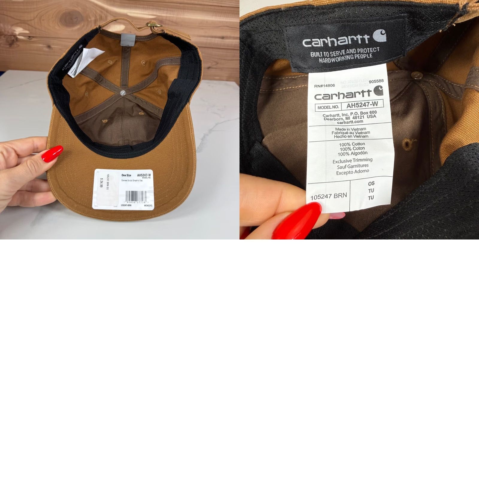 Carhartt Carhartt Canvas Script Graphic Cap Brown Womens One Size AH5247W Adjustable Cap Size ONE SIZE - 8 Thumbnail