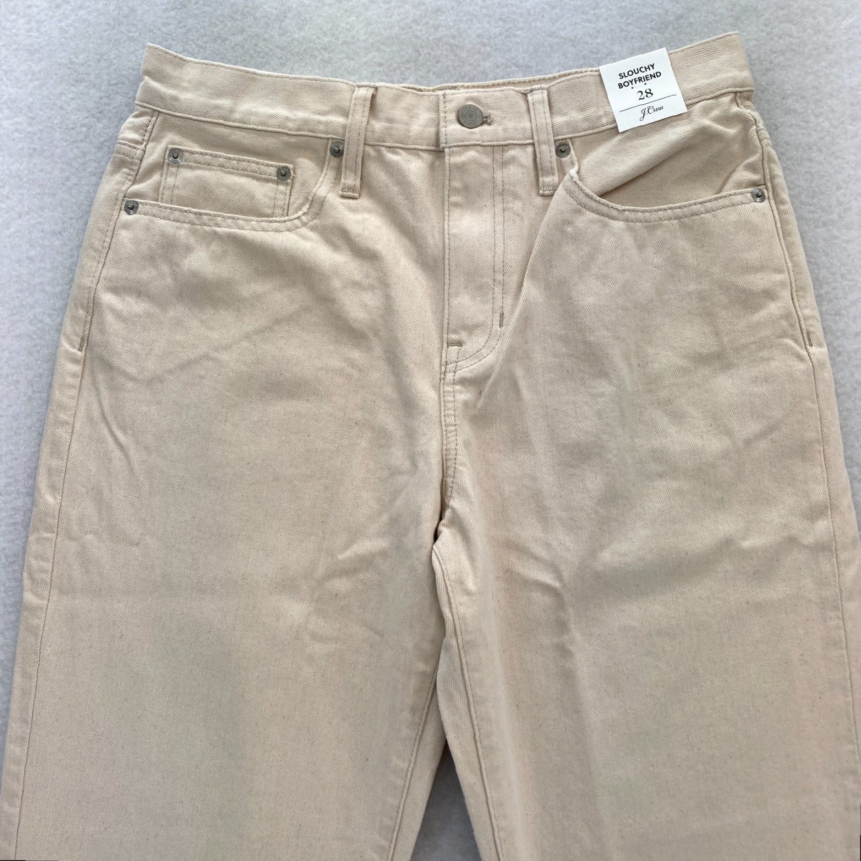 J.Crew J.CREW Slouchy Boyfriend Jeans Women's 28 Straight Leg Beige Denim Ankle Crop Jeans Size 28" / US 6 / IT 42 - 2 Thumbnail