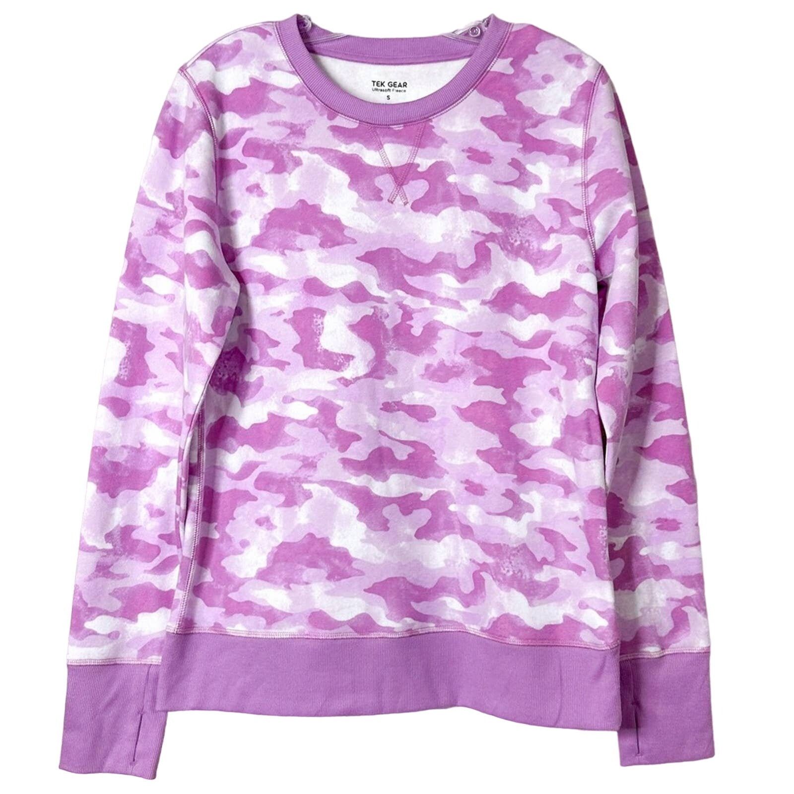 Tek Gear Tek Gear Fleece Pullover Sweatshirt Camo Purple, Size Small Size S / US 4 / IT 40 - 1 Thumbnail