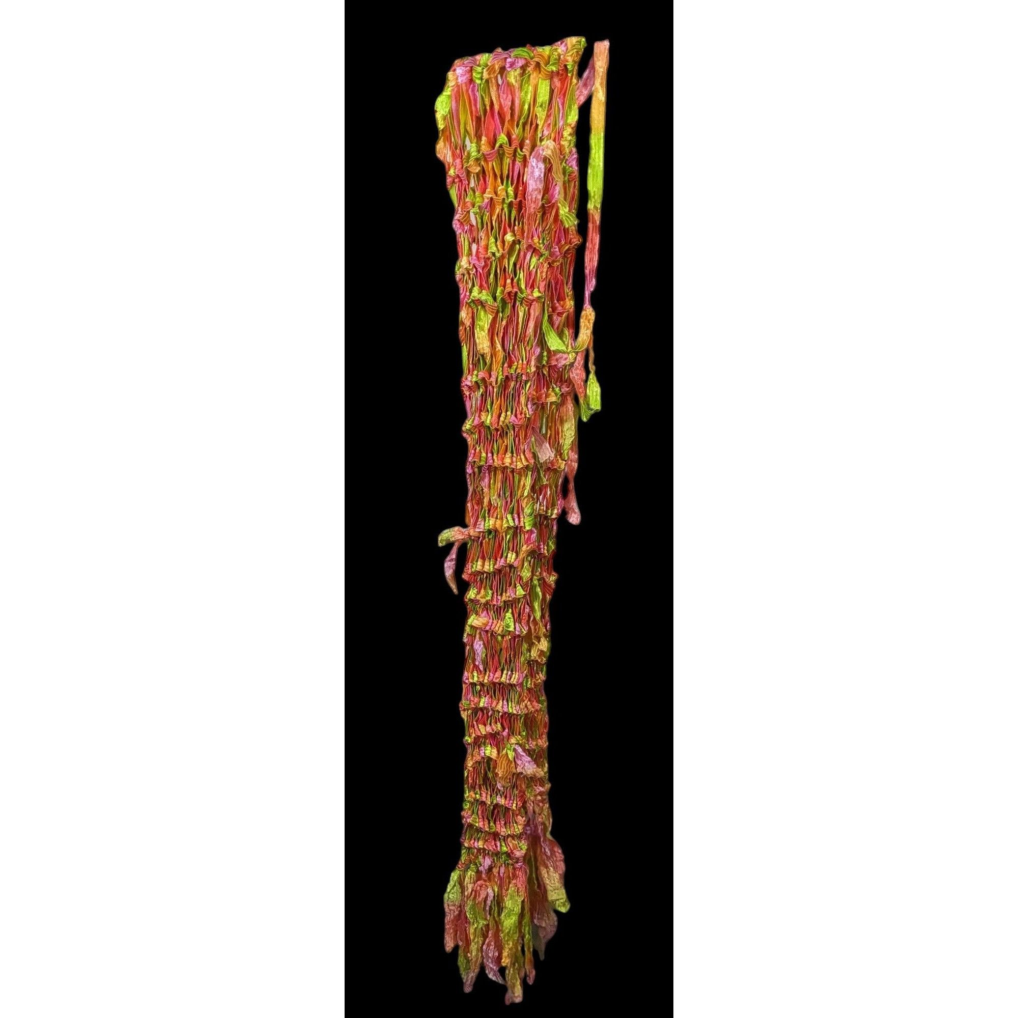 Other Handmade Neon Rainbow Abstract Open Knit Festival Scarf Size ONE SIZE - 2 Thumbnail