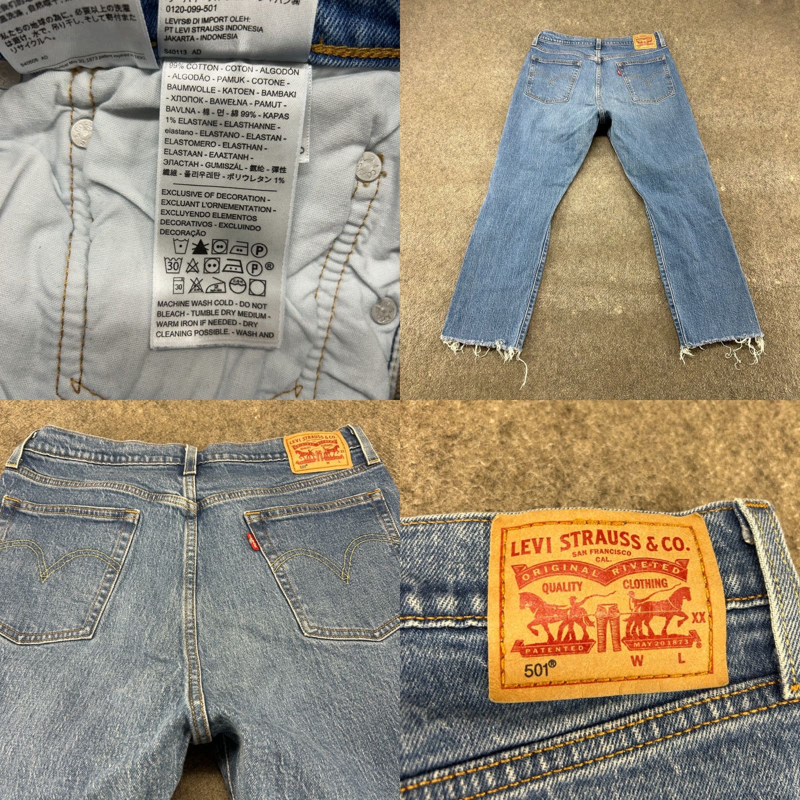 Levi's Levis 501 Jeans Womens 31x26 Blue Straight Leg Regular Medium Wash Distressed Vintage No N/A Size 24" / US 00 / IT 34 - 8 Thumbnail
