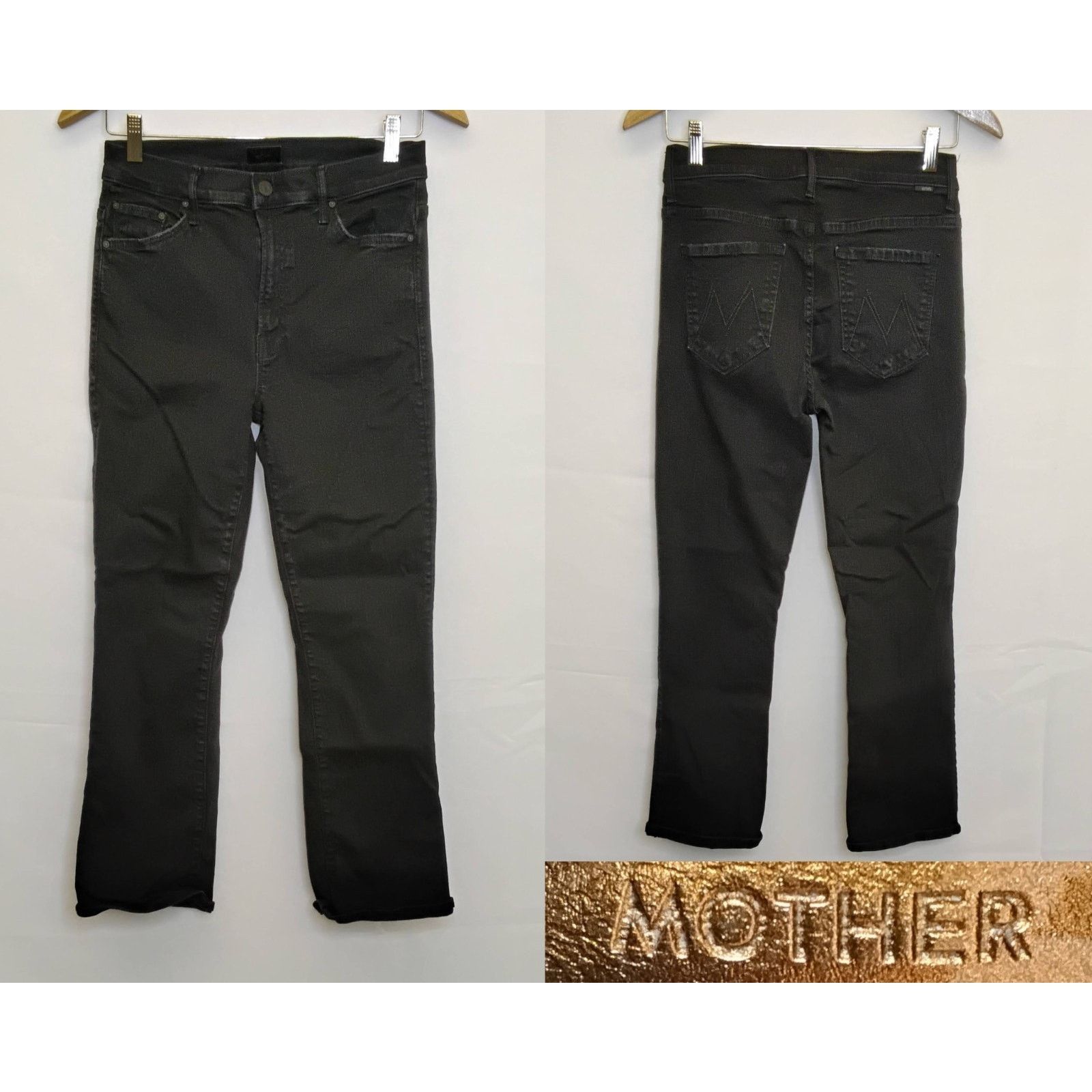 MOTHER Mother The Insider Jeans Women's 28 Black Wash Cropped Size 28" / US 6 / IT 42 - 1 Thumbnail