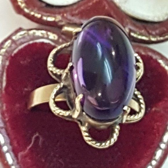 Other Antique 14k Yellow Gold Genuine Amethyst Filigree Ring Size ONE SIZE - 3 Thumbnail