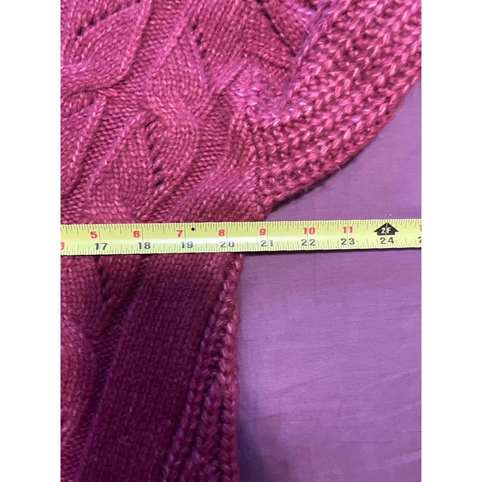 Anthropologie Anthropologie Sweater Cable-Knit V-Neckline M Burgundy Women Pullover Size M / US 6-8 / IT 42-44 - 4 Thumbnail