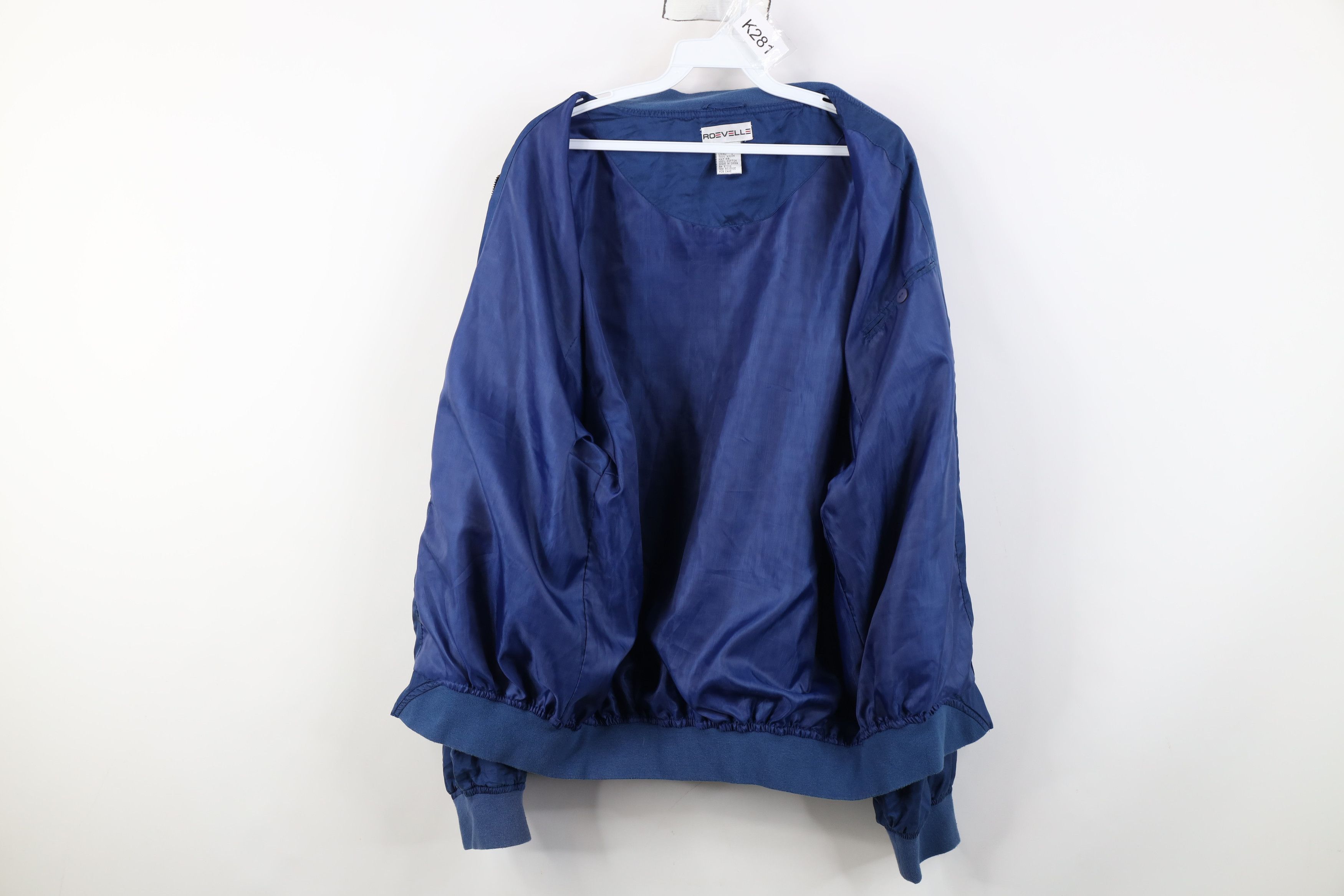 Vintage Vintage 90s Streetwear Full Zip Silk Bomber Jacket Blue Size US L / EU 52-54 / 3 - 9 Thumbnail