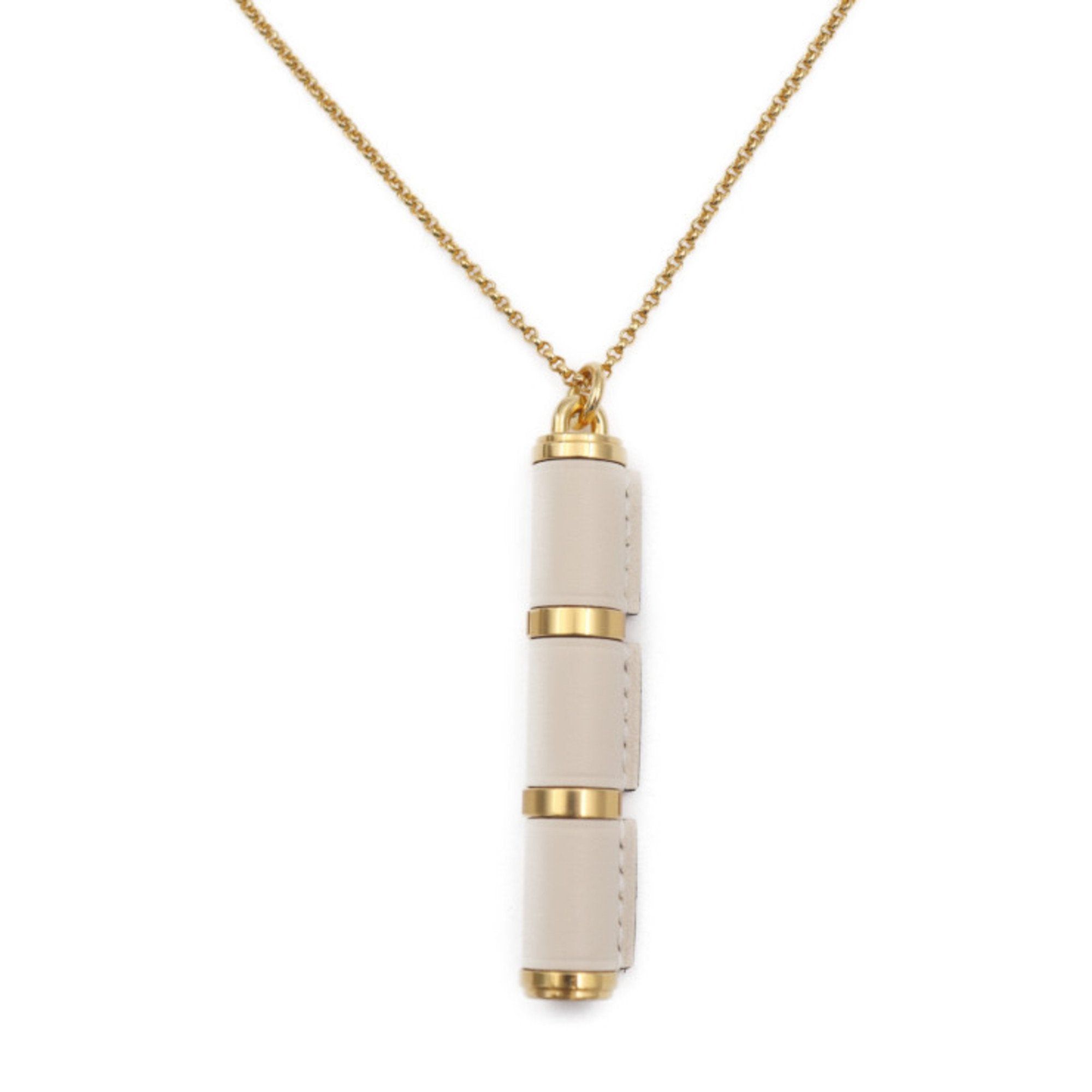 image of Hermes Charniere Gm Necklace 011084Cc Vaux Swift Metal Nata Gold Pendant, Women's